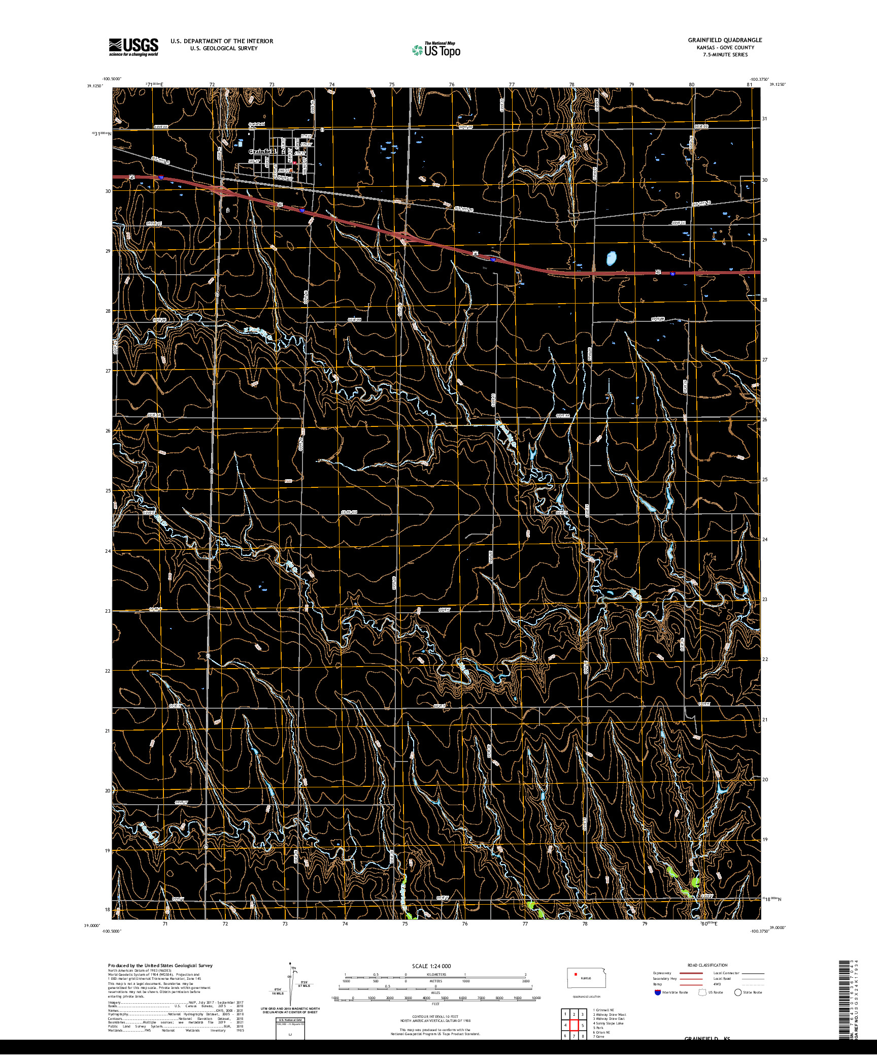 US TOPO 7.5-MINUTE MAP FOR GRAINFIELD, KS