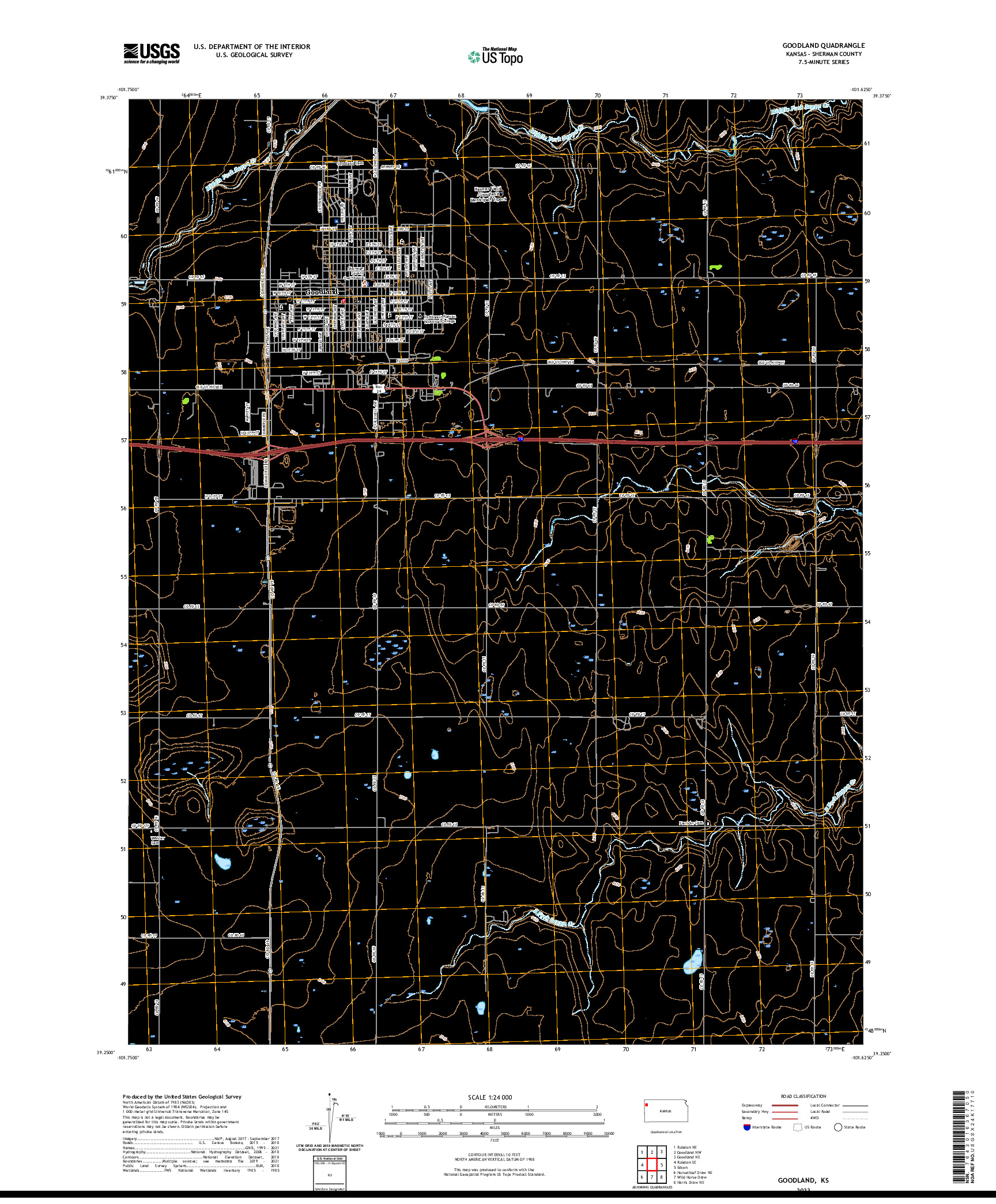 US TOPO 7.5-MINUTE MAP FOR GOODLAND, KS