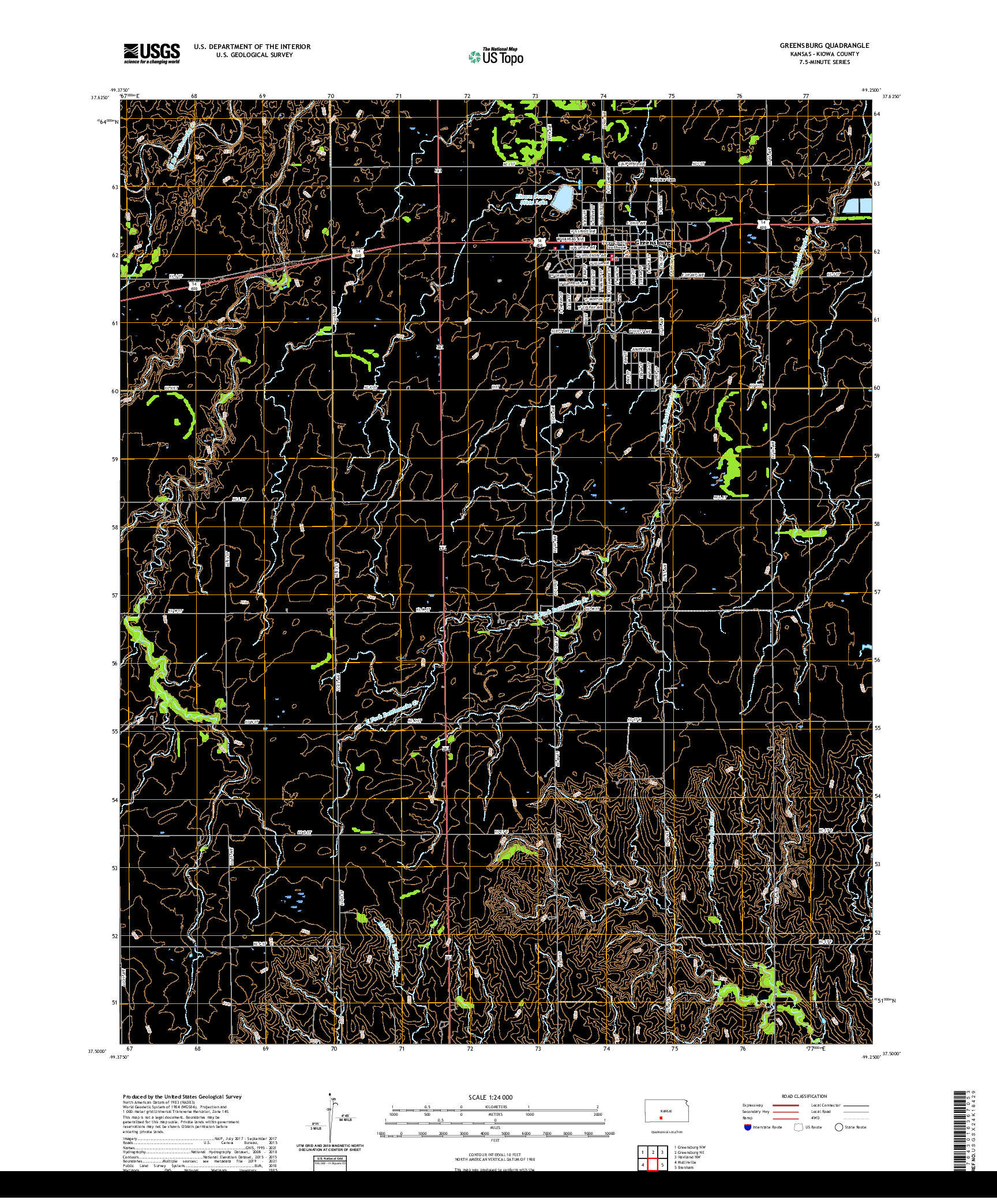 US TOPO 7.5-MINUTE MAP FOR GREENSBURG, KS