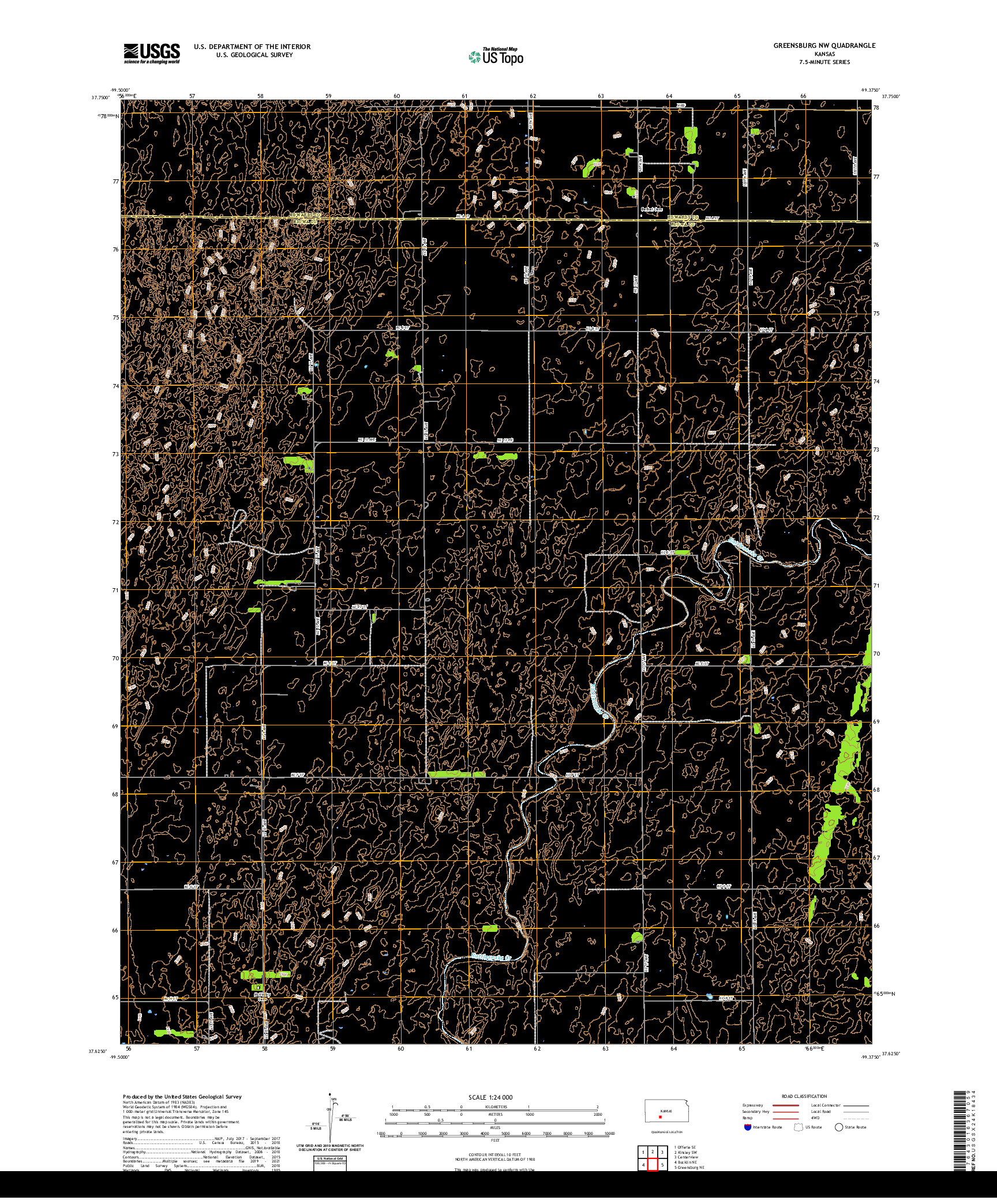 US TOPO 7.5-MINUTE MAP FOR GREENSBURG NW, KS