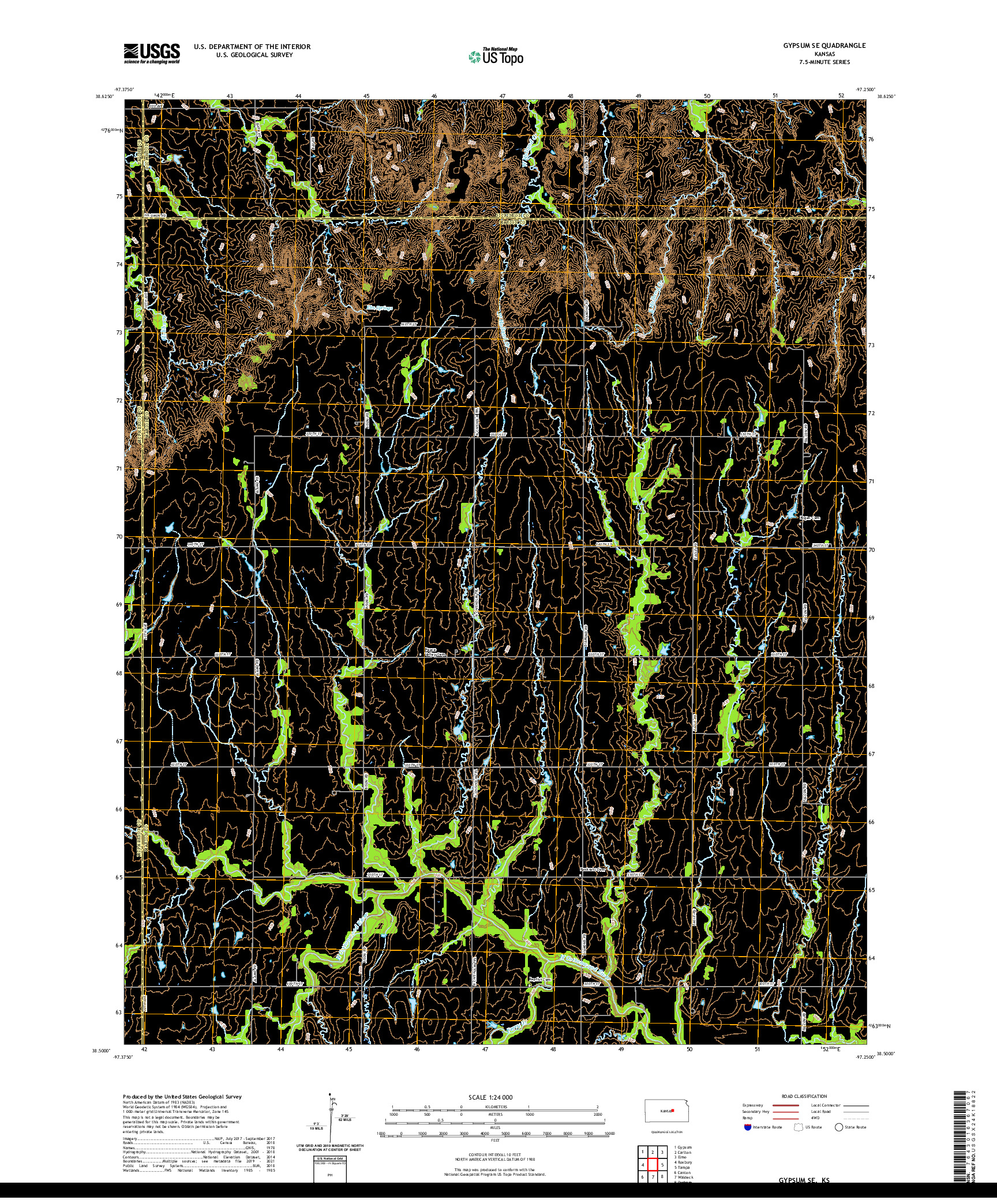 US TOPO 7.5-MINUTE MAP FOR GYPSUM SE, KS