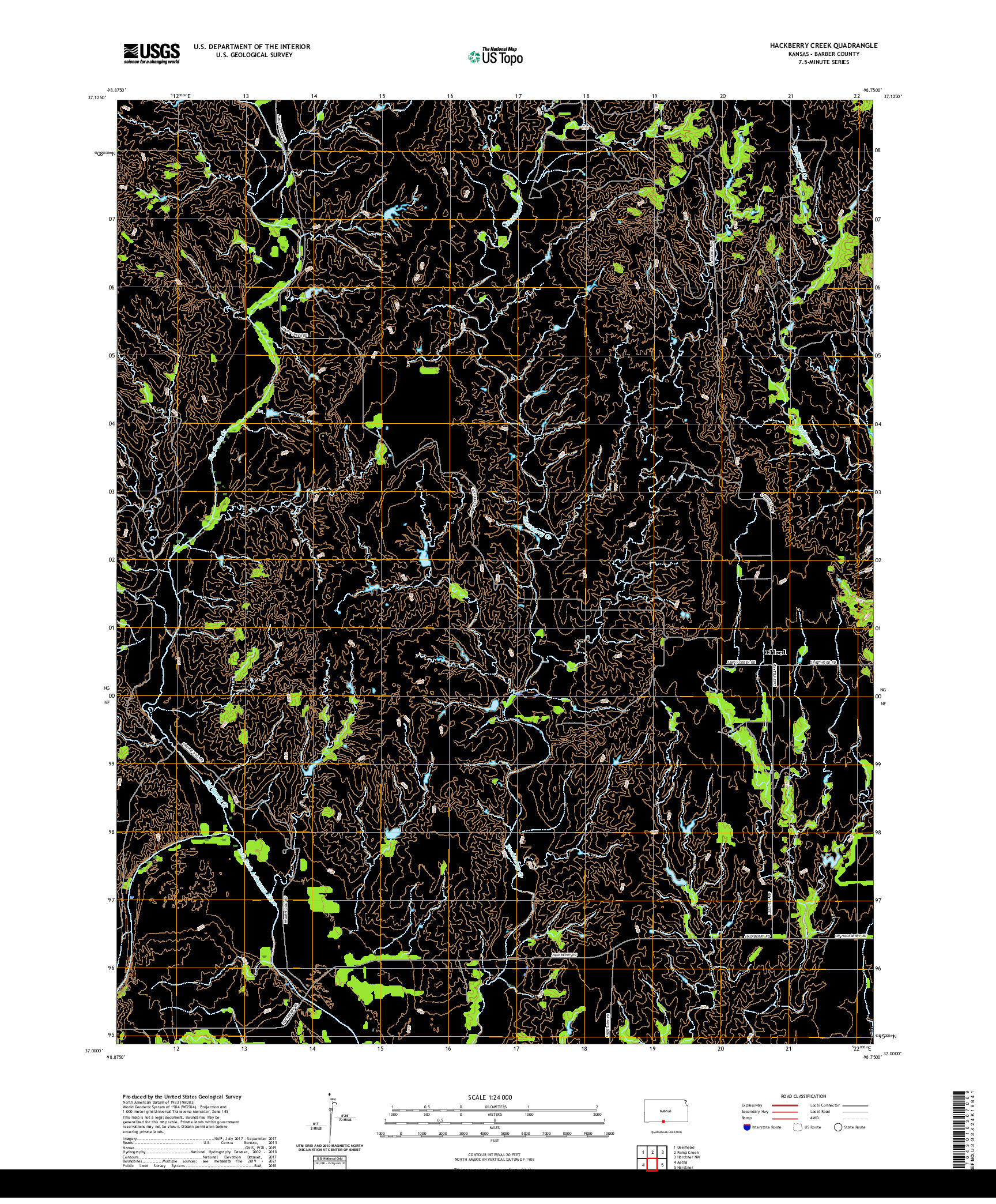 US TOPO 7.5-MINUTE MAP FOR HACKBERRY CREEK, KS