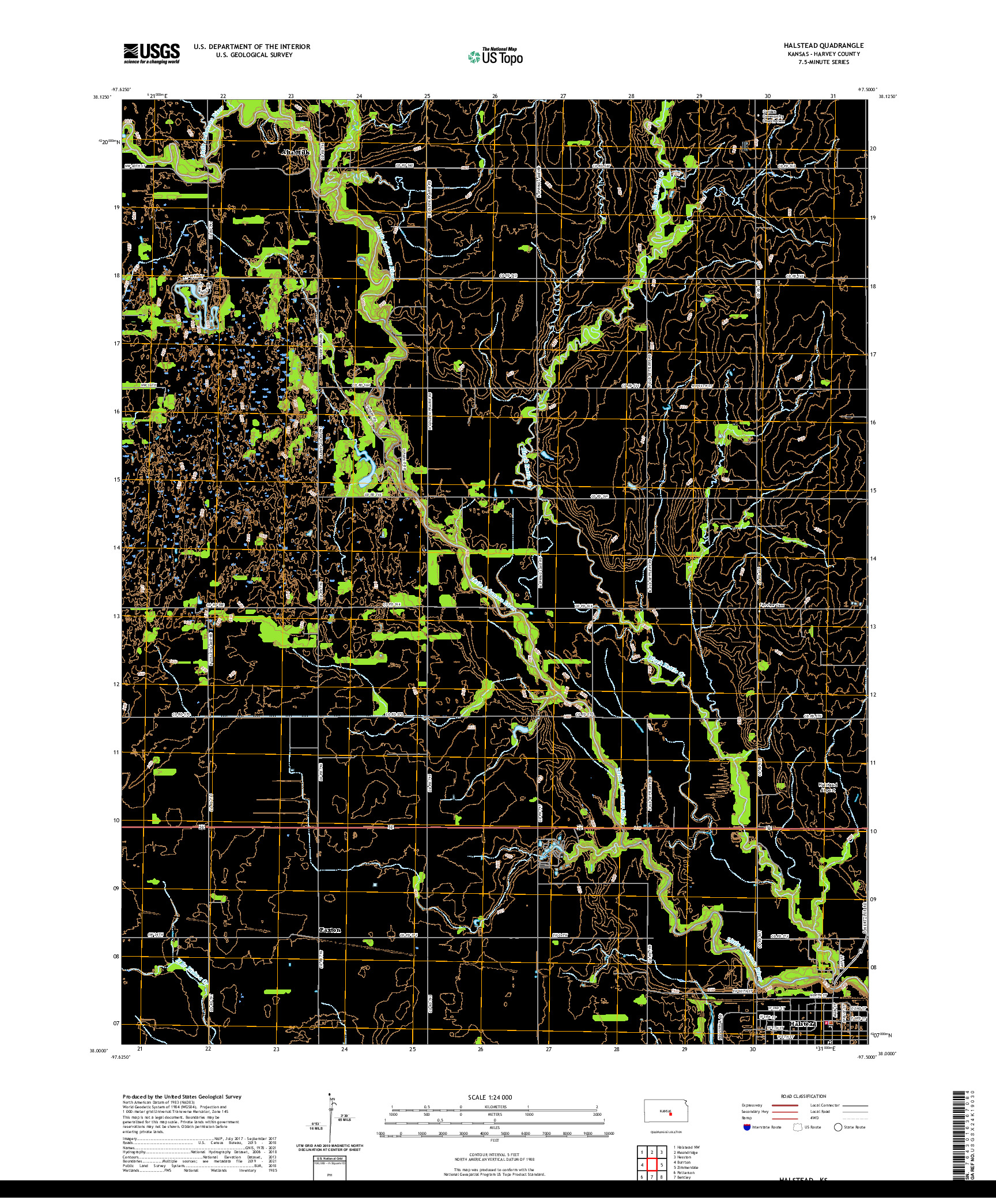 US TOPO 7.5-MINUTE MAP FOR HALSTEAD, KS