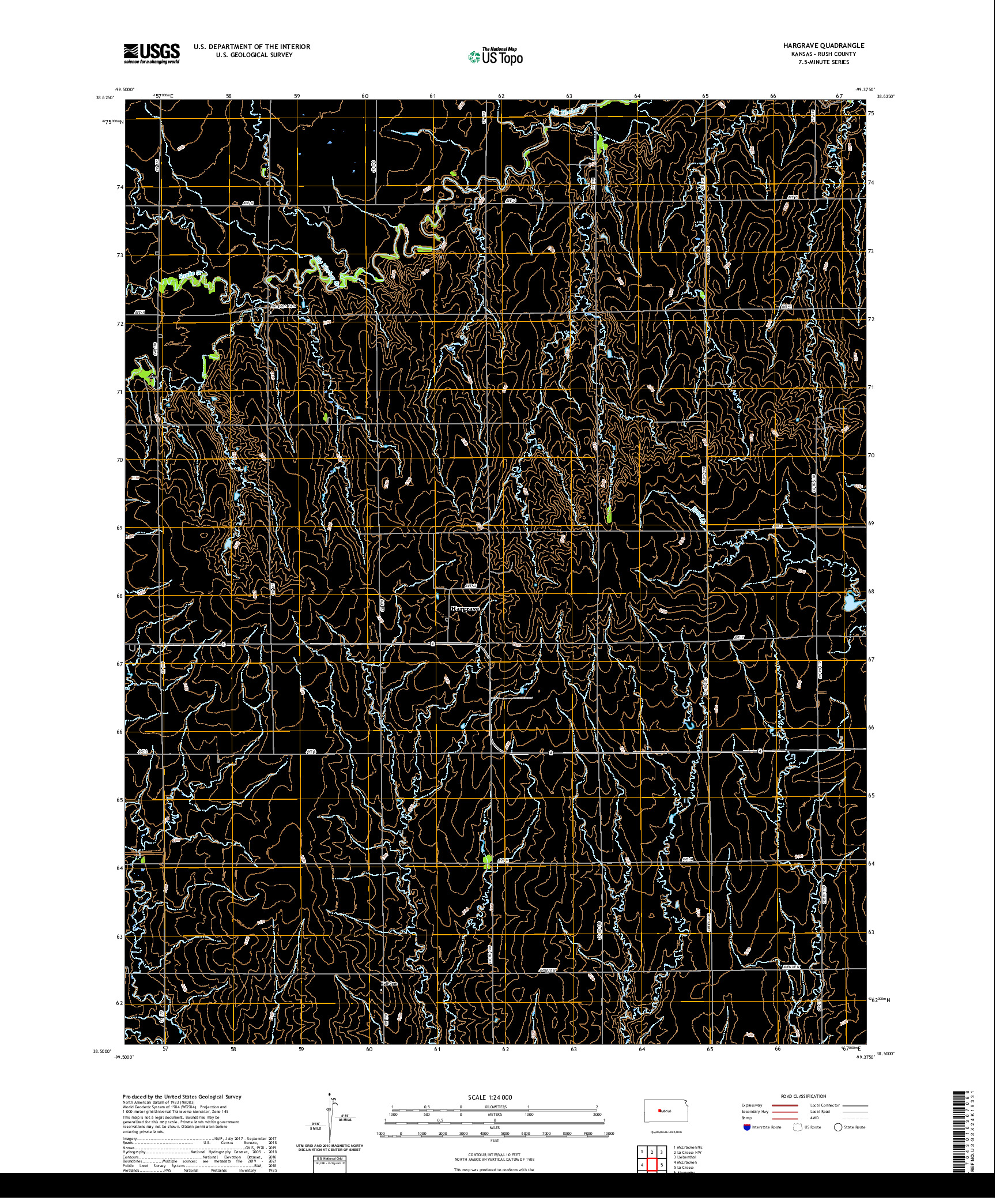 US TOPO 7.5-MINUTE MAP FOR HARGRAVE, KS