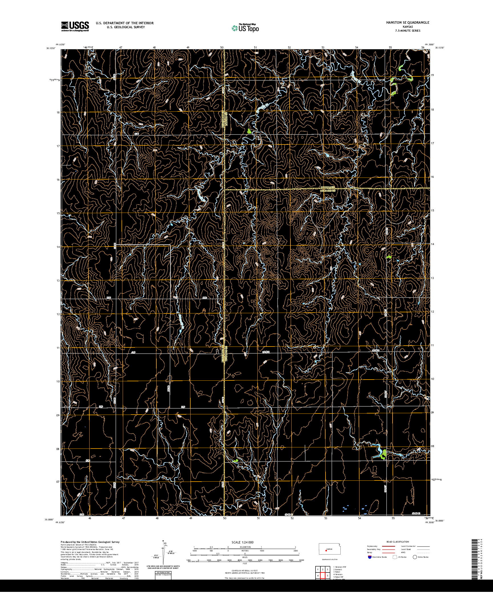 US TOPO 7.5-MINUTE MAP FOR HANSTON SE, KS