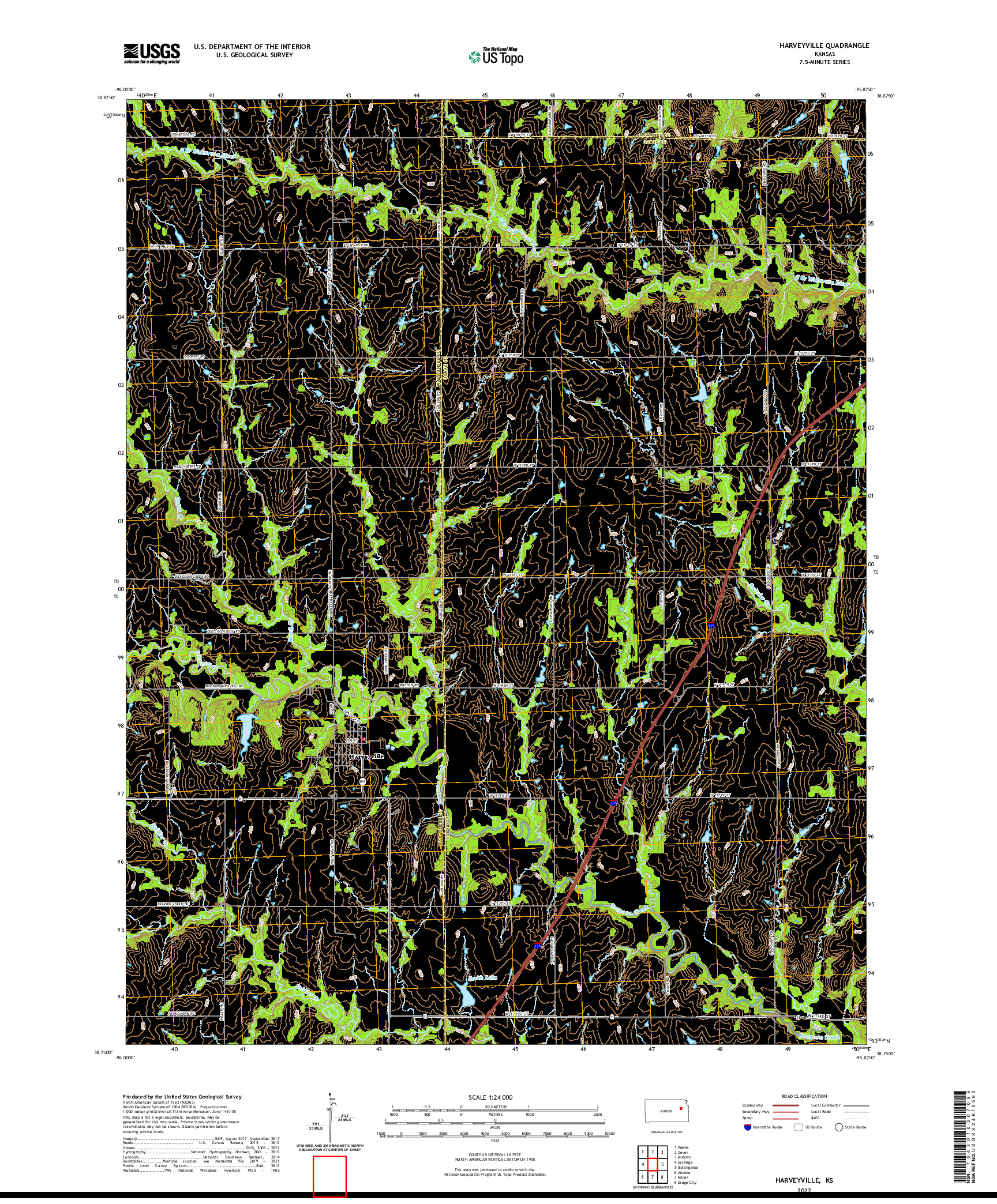 US TOPO 7.5-MINUTE MAP FOR HARVEYVILLE, KS