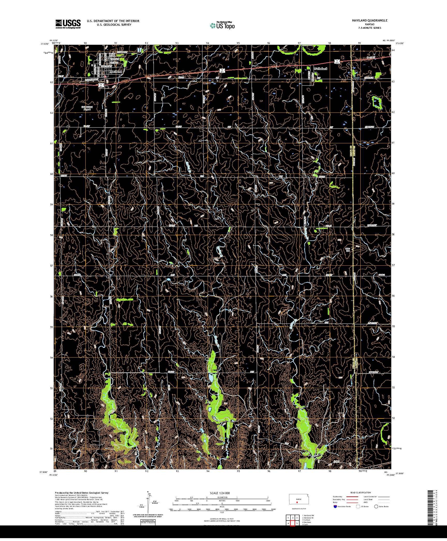 US TOPO 7.5-MINUTE MAP FOR HAVILAND, KS