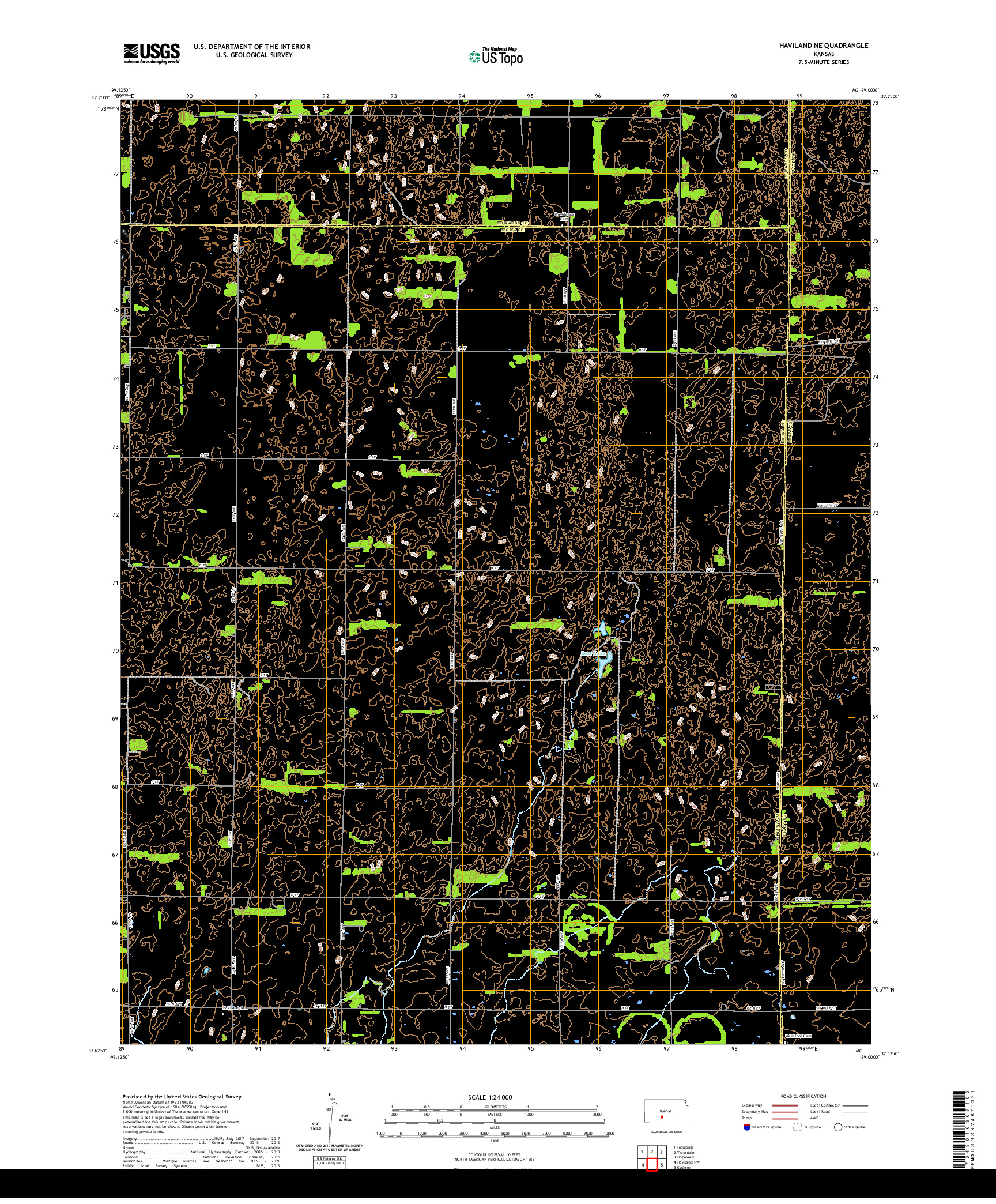 US TOPO 7.5-MINUTE MAP FOR HAVILAND NE, KS