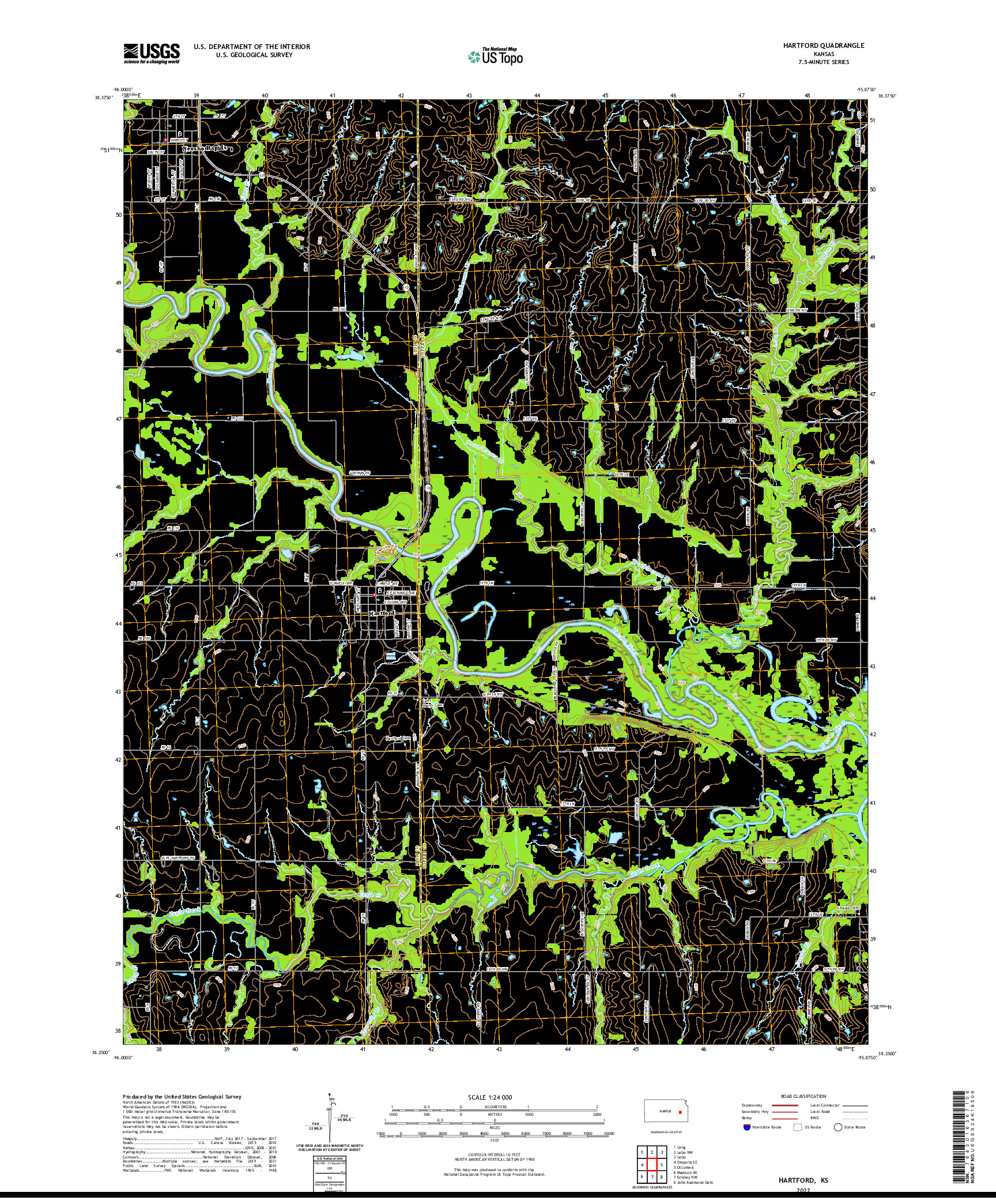 US TOPO 7.5-MINUTE MAP FOR HARTFORD, KS