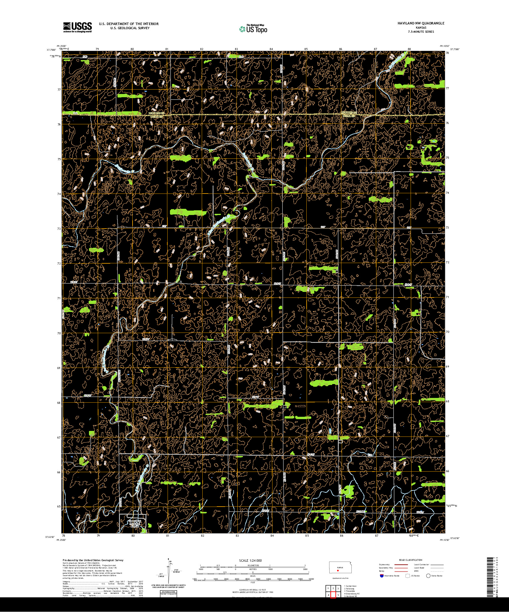 US TOPO 7.5-MINUTE MAP FOR HAVILAND NW, KS