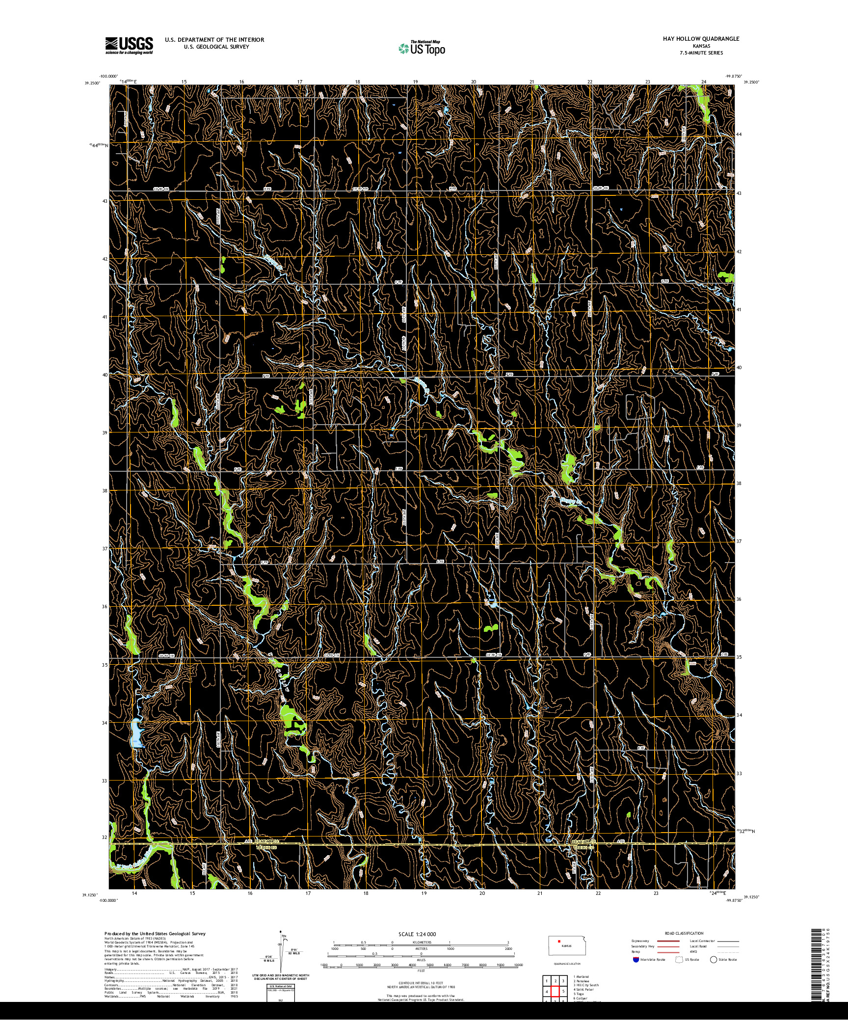 US TOPO 7.5-MINUTE MAP FOR HAY HOLLOW, KS