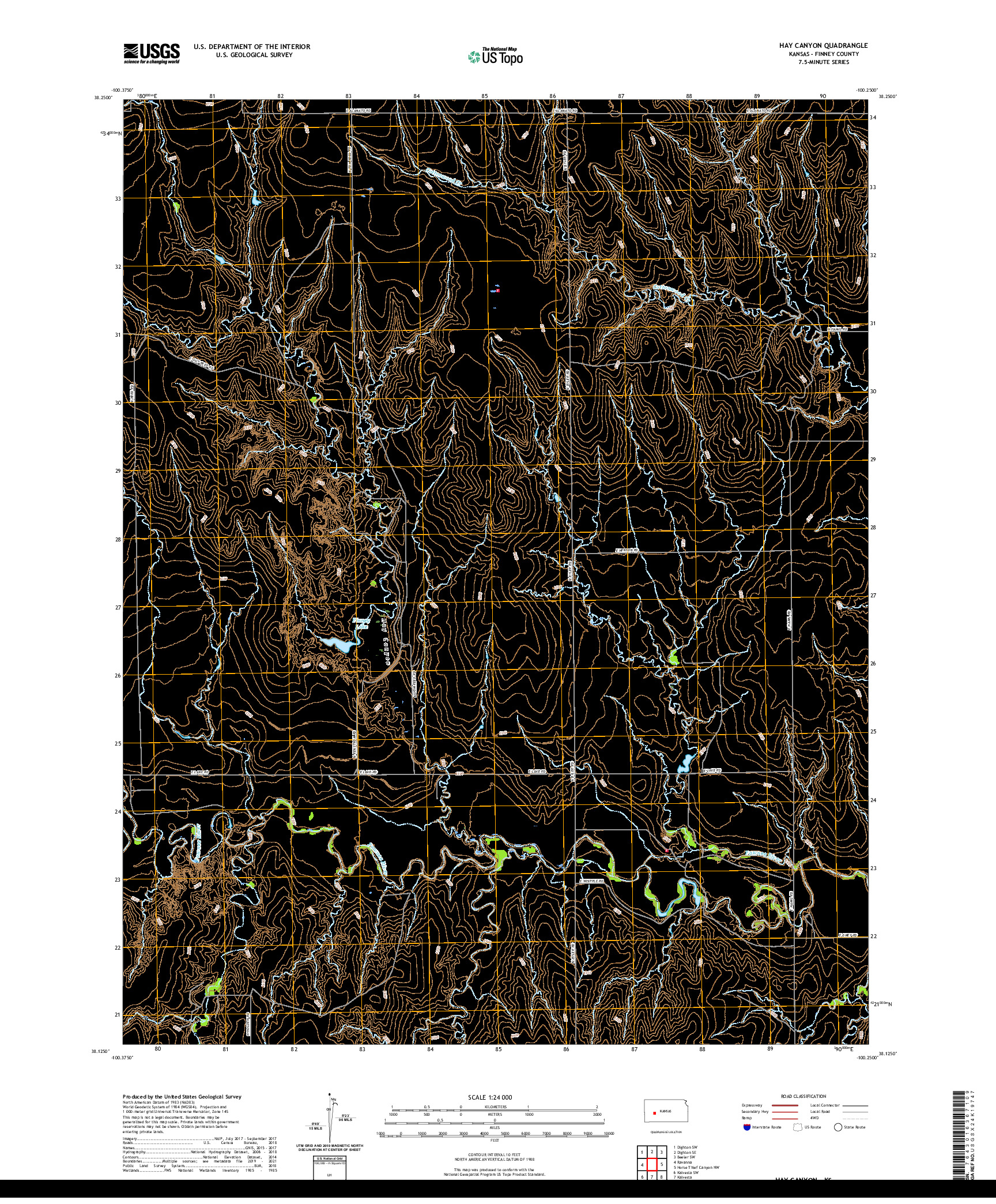 US TOPO 7.5-MINUTE MAP FOR HAY CANYON, KS
