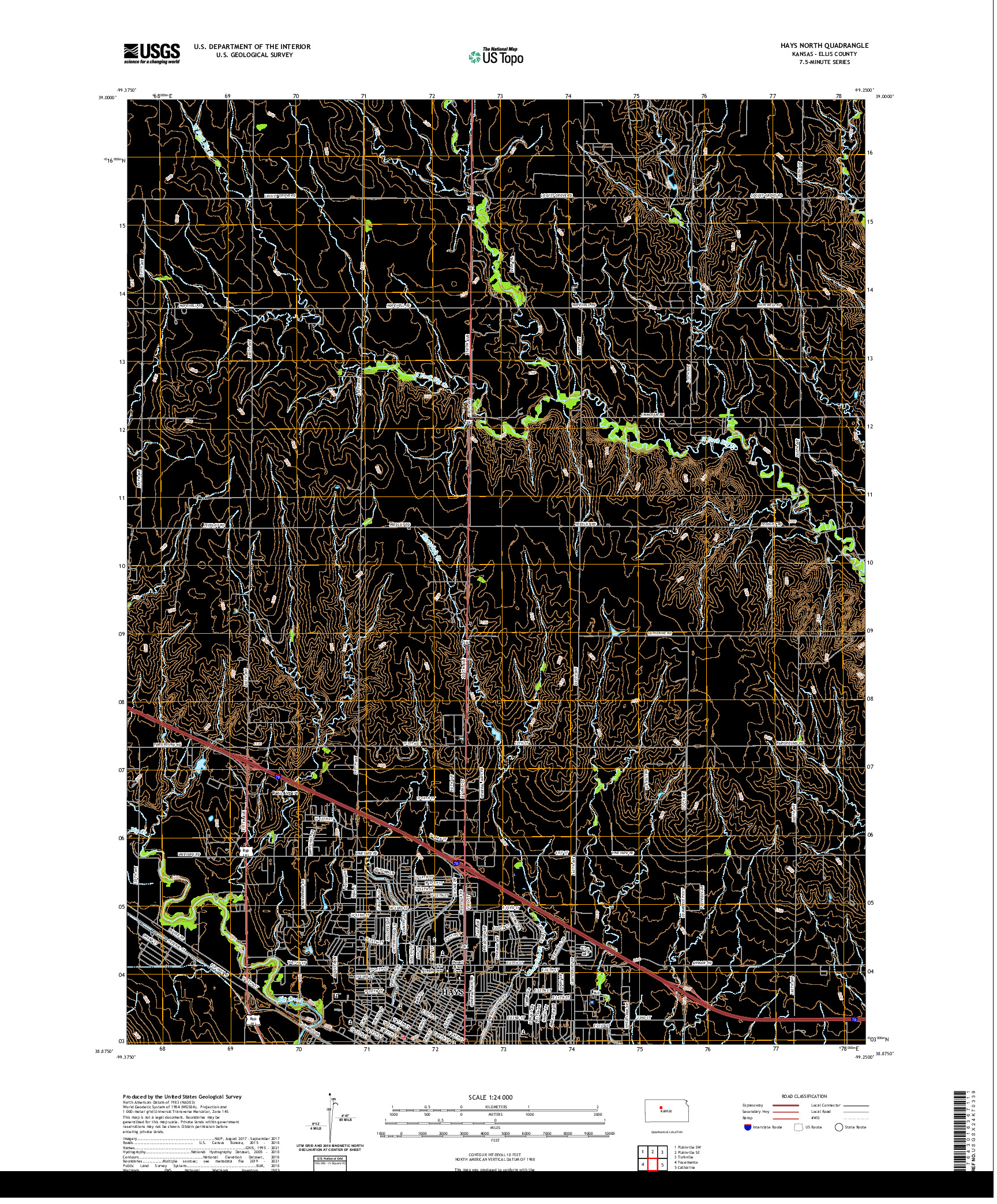 US TOPO 7.5-MINUTE MAP FOR HAYS NORTH, KS