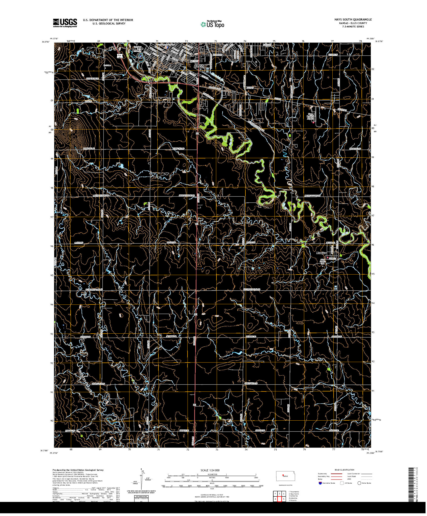 US TOPO 7.5-MINUTE MAP FOR HAYS SOUTH, KS