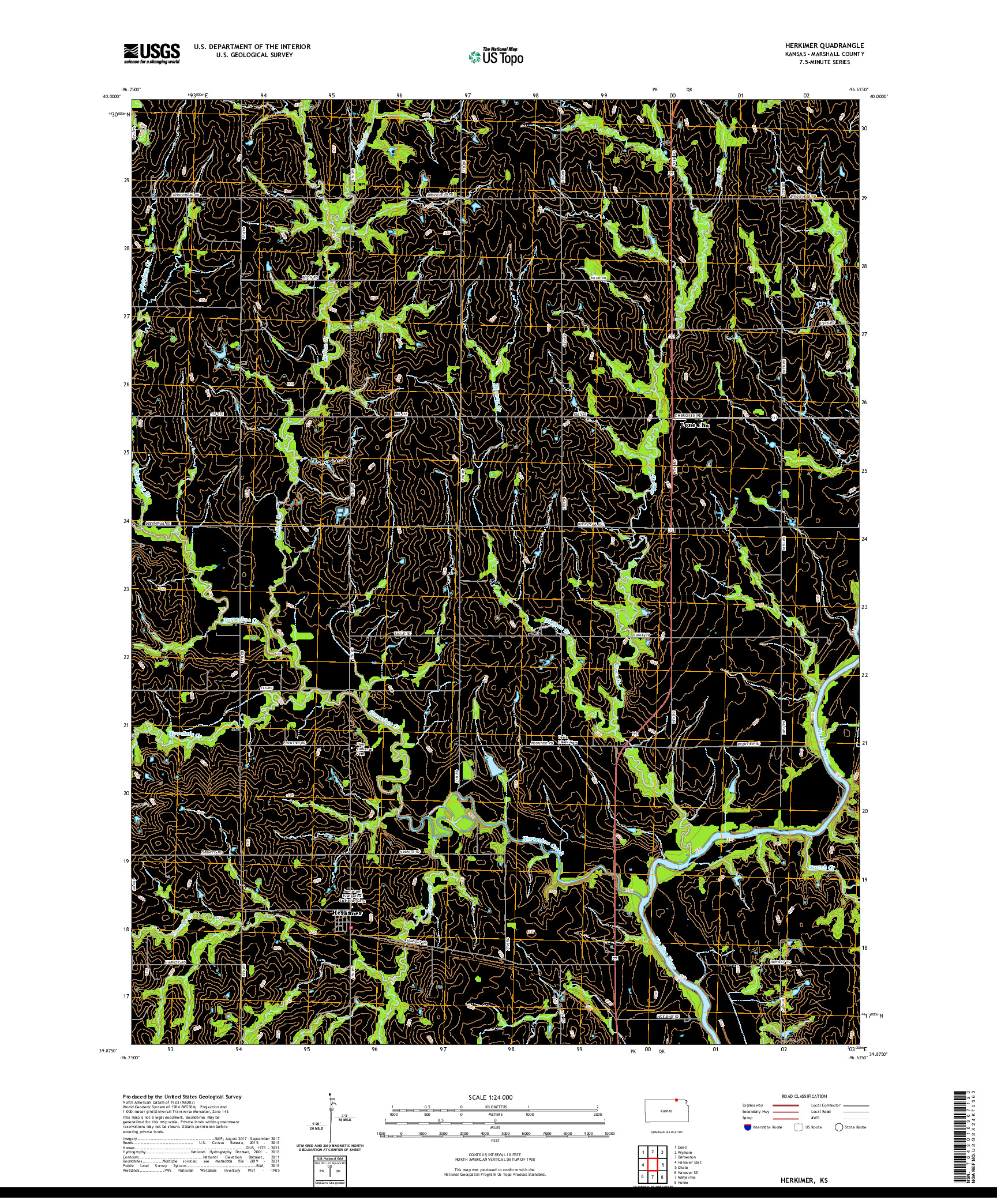 US TOPO 7.5-MINUTE MAP FOR HERKIMER, KS