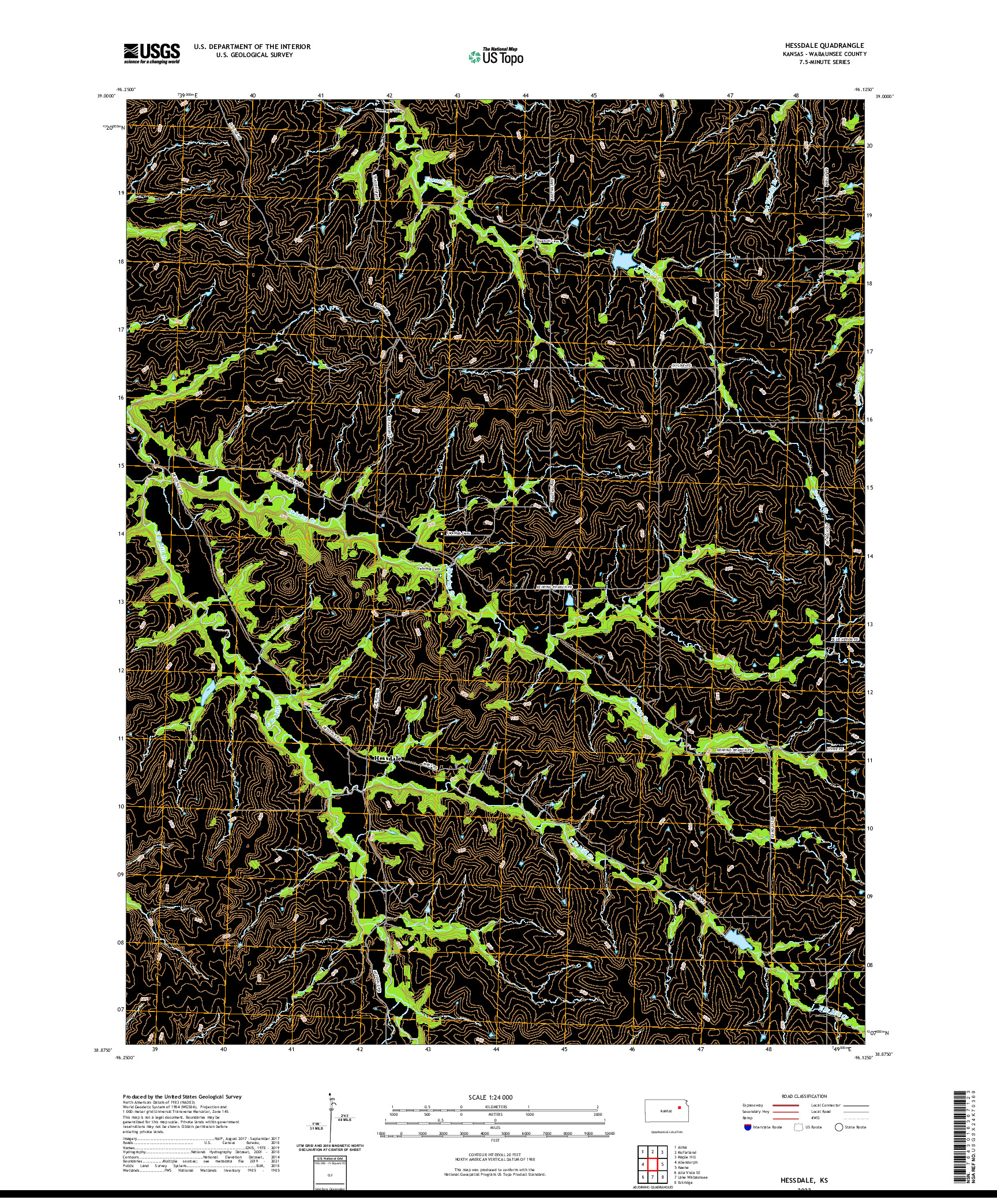 US TOPO 7.5-MINUTE MAP FOR HESSDALE, KS