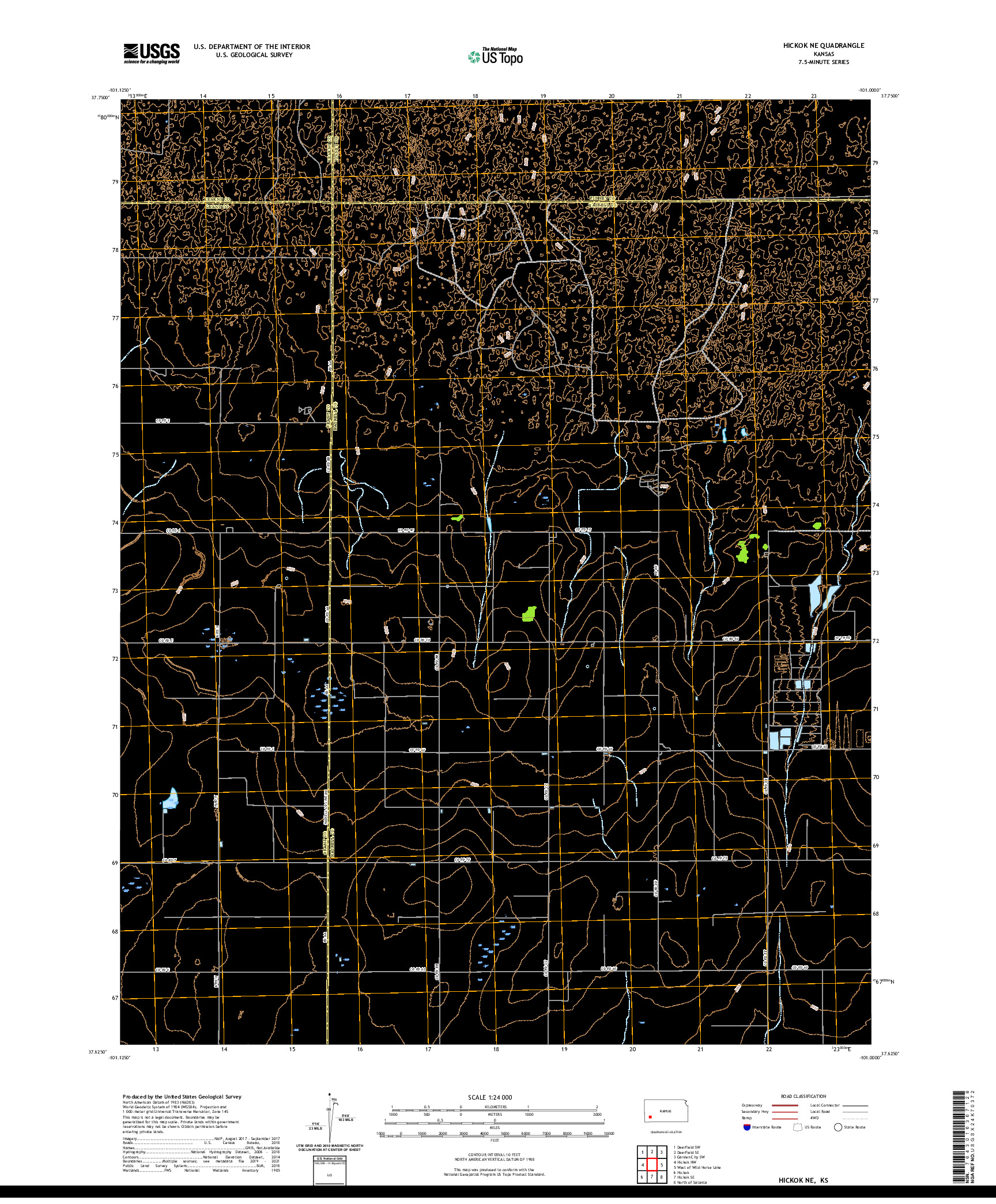 US TOPO 7.5-MINUTE MAP FOR HICKOK NE, KS