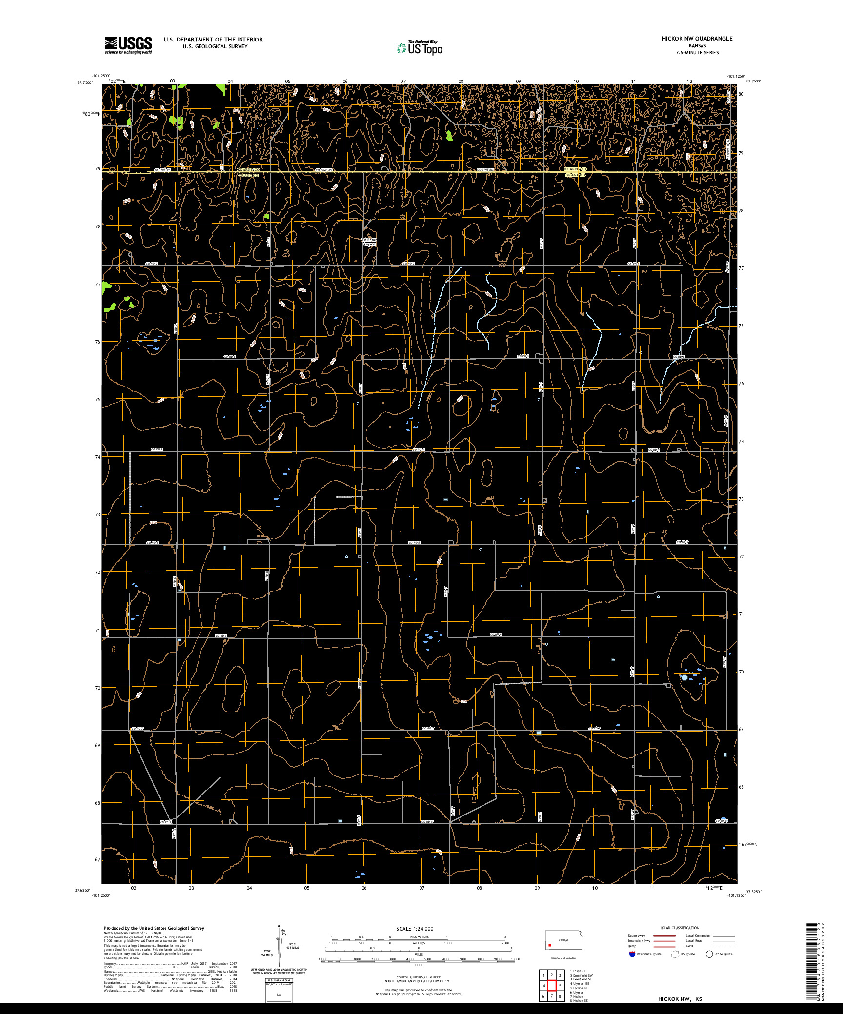 US TOPO 7.5-MINUTE MAP FOR HICKOK NW, KS