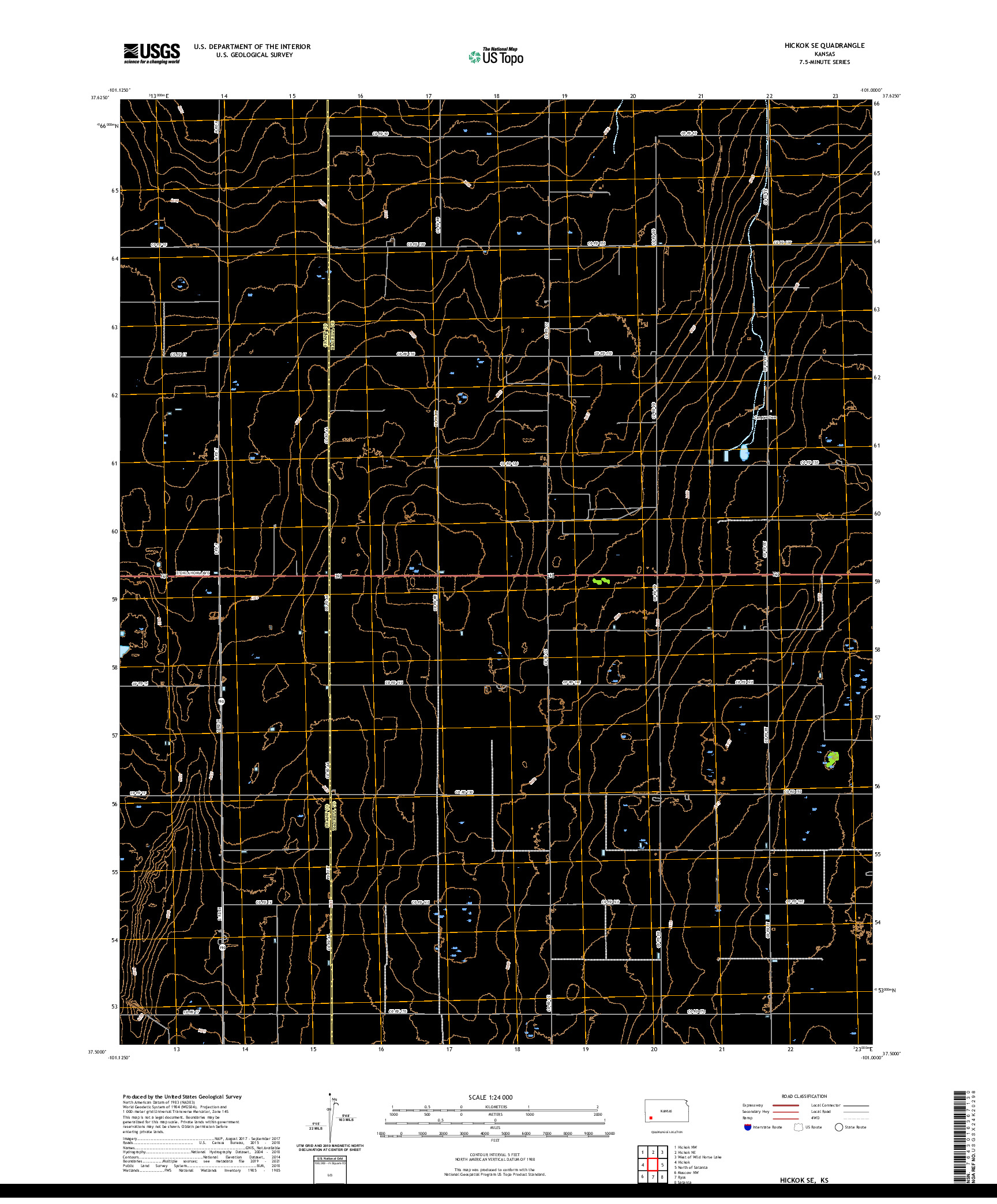 US TOPO 7.5-MINUTE MAP FOR HICKOK SE, KS