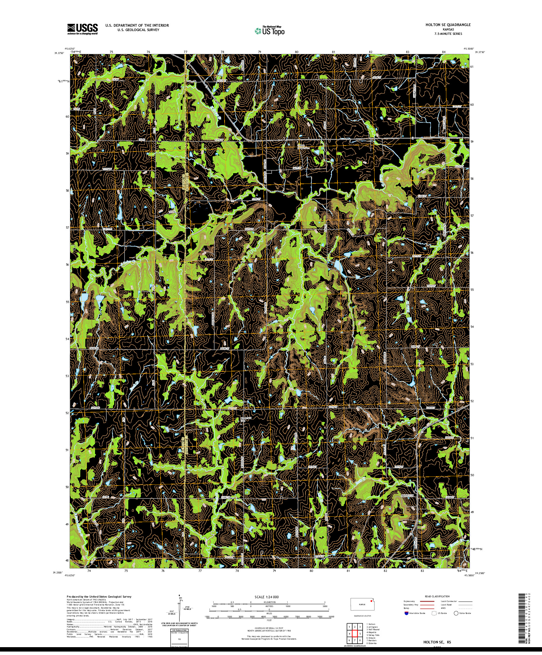 US TOPO 7.5-MINUTE MAP FOR HOLTON SE, KS