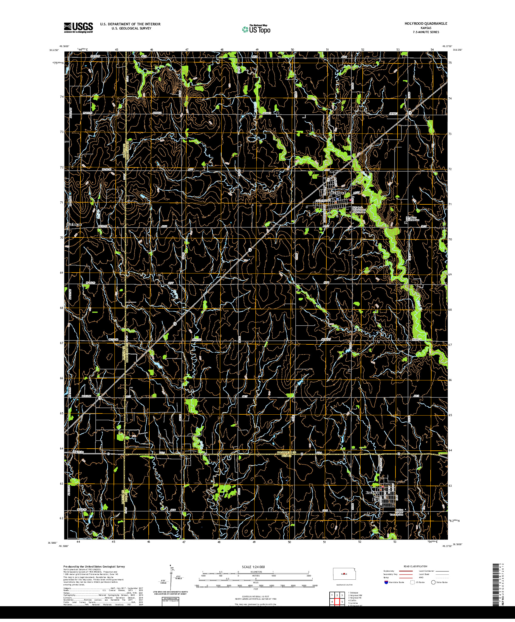 US TOPO 7.5-MINUTE MAP FOR HOLYROOD, KS