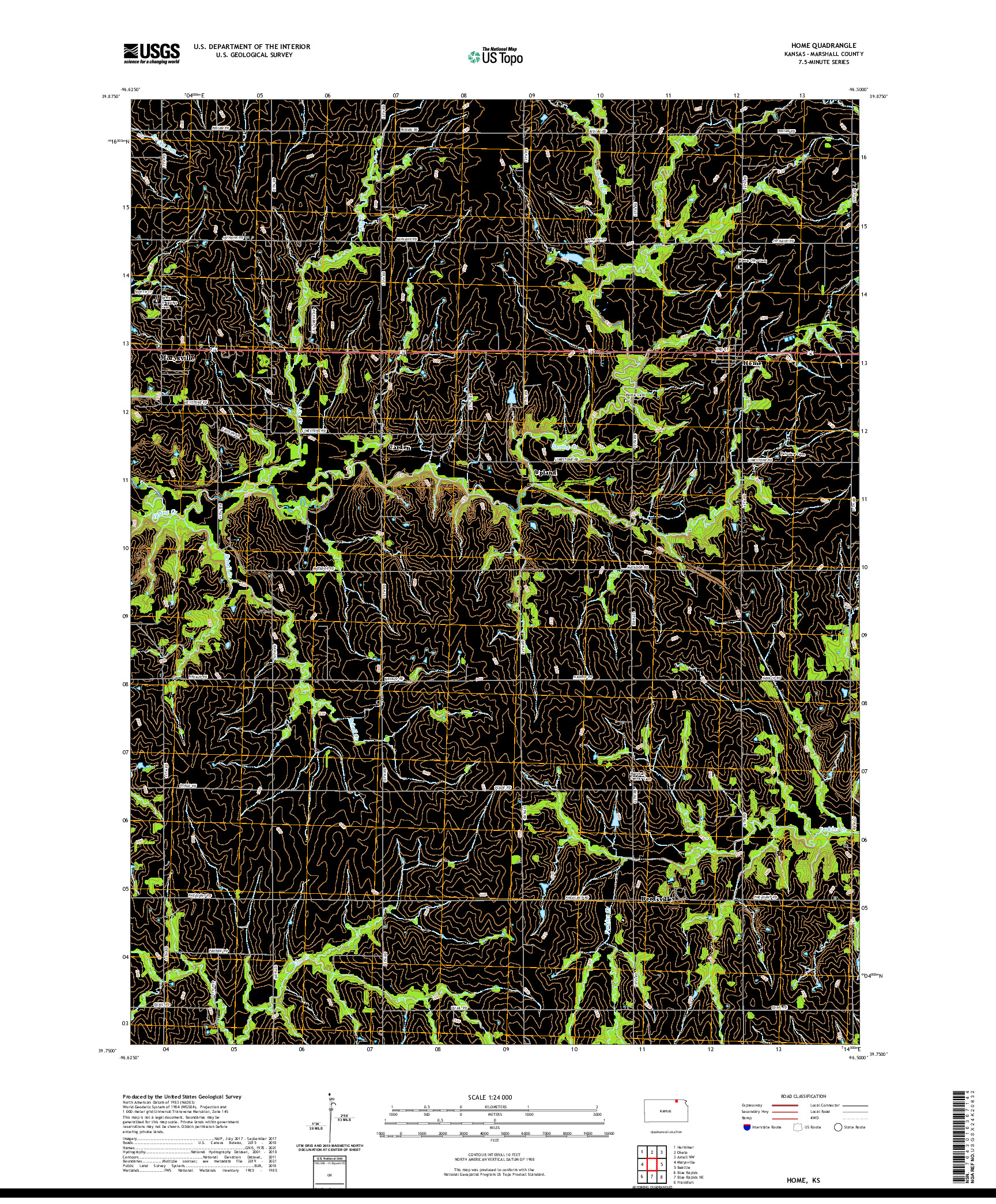 US TOPO 7.5-MINUTE MAP FOR HOME, KS