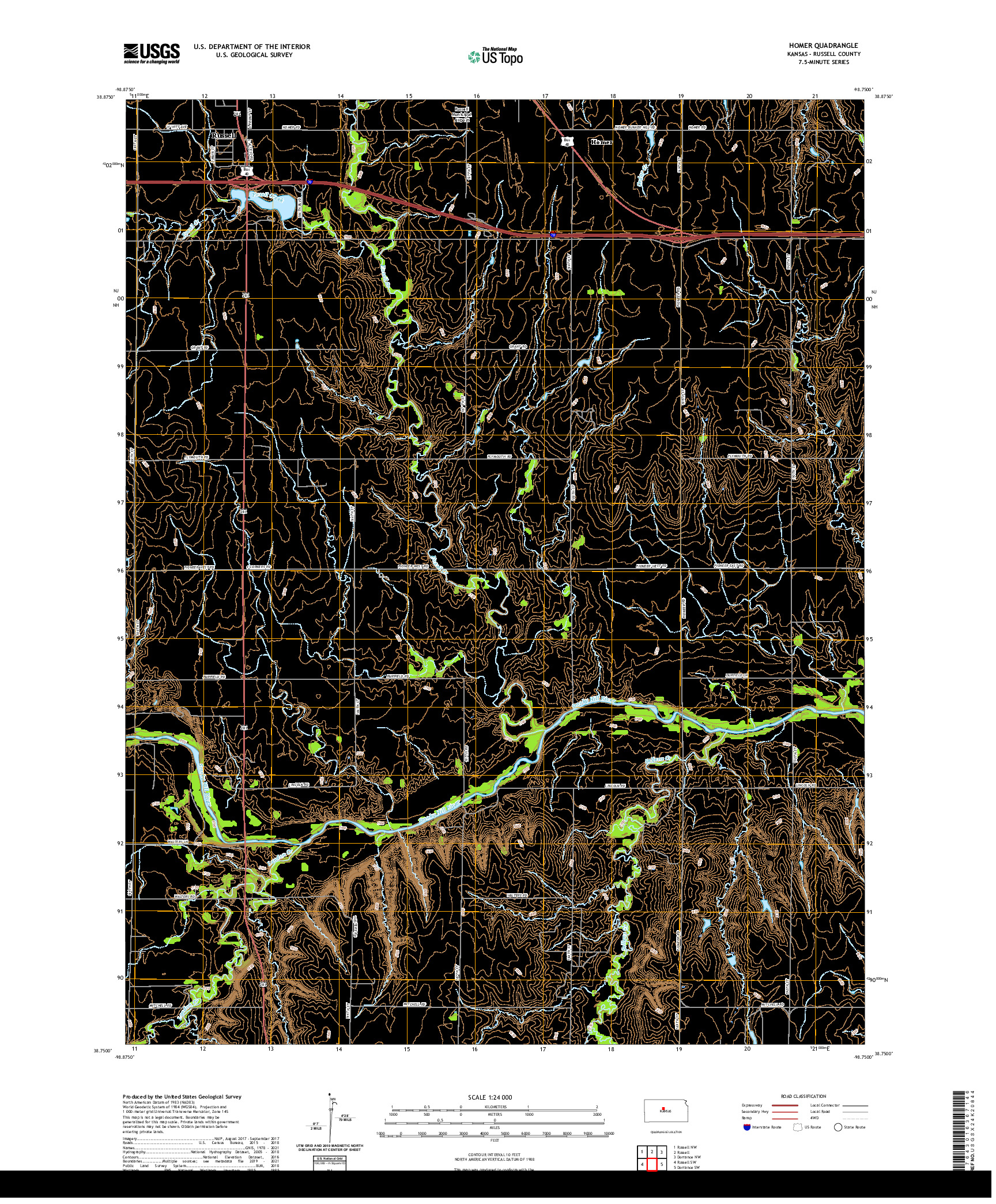 US TOPO 7.5-MINUTE MAP FOR HOMER, KS