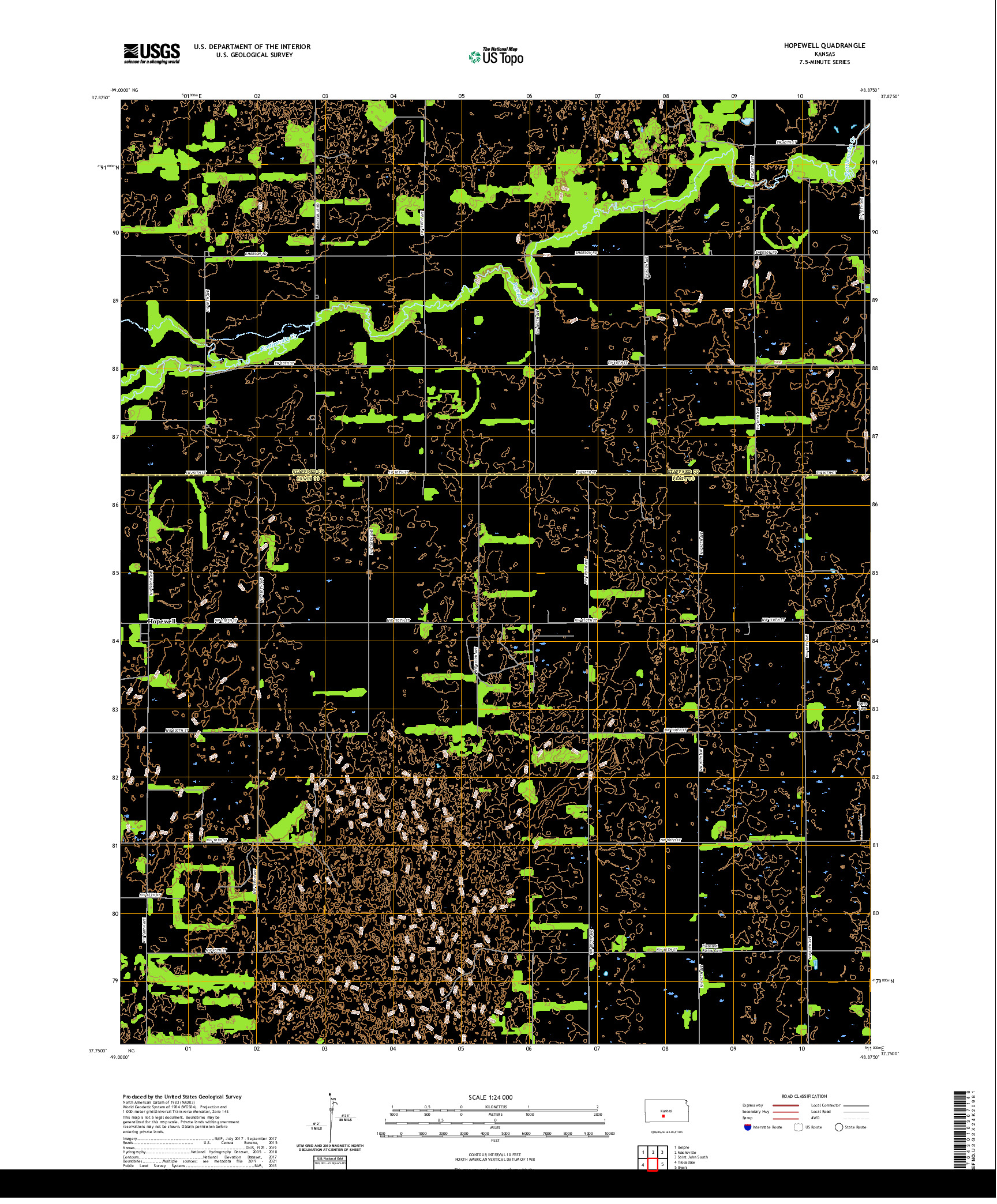 US TOPO 7.5-MINUTE MAP FOR HOPEWELL, KS