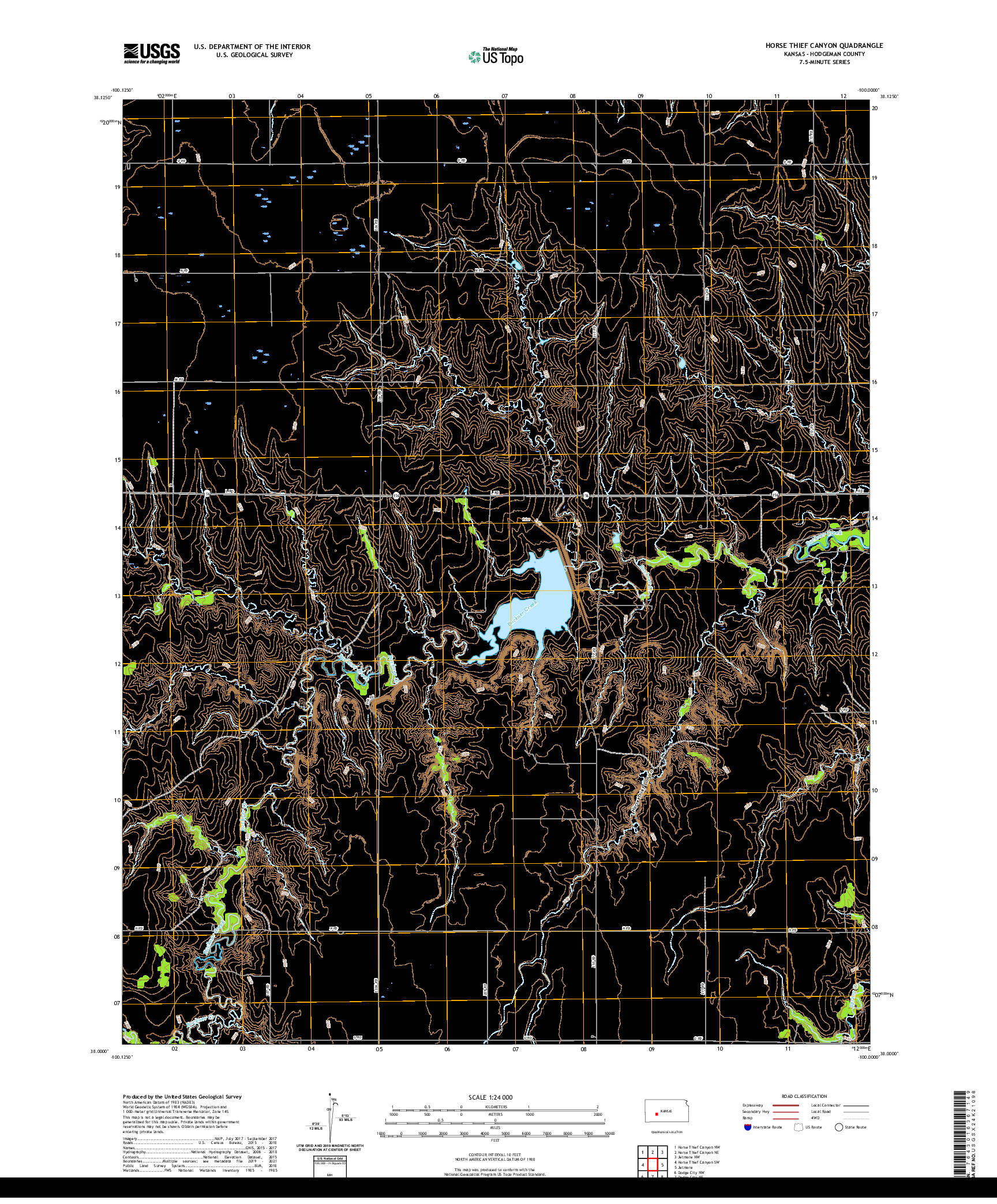 US TOPO 7.5-MINUTE MAP FOR HORSE THIEF CANYON, KS