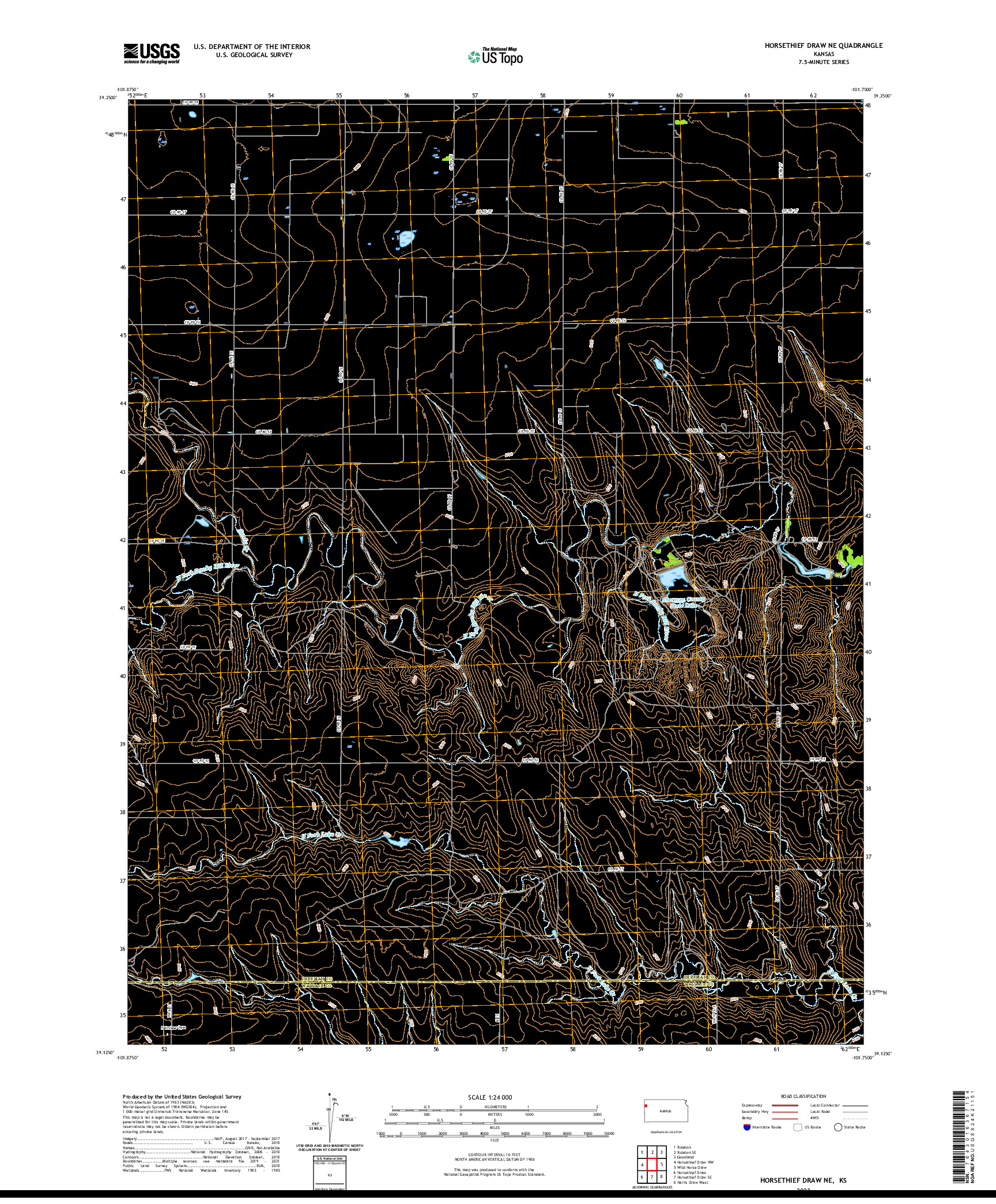 US TOPO 7.5-MINUTE MAP FOR HORSETHIEF DRAW NE, KS