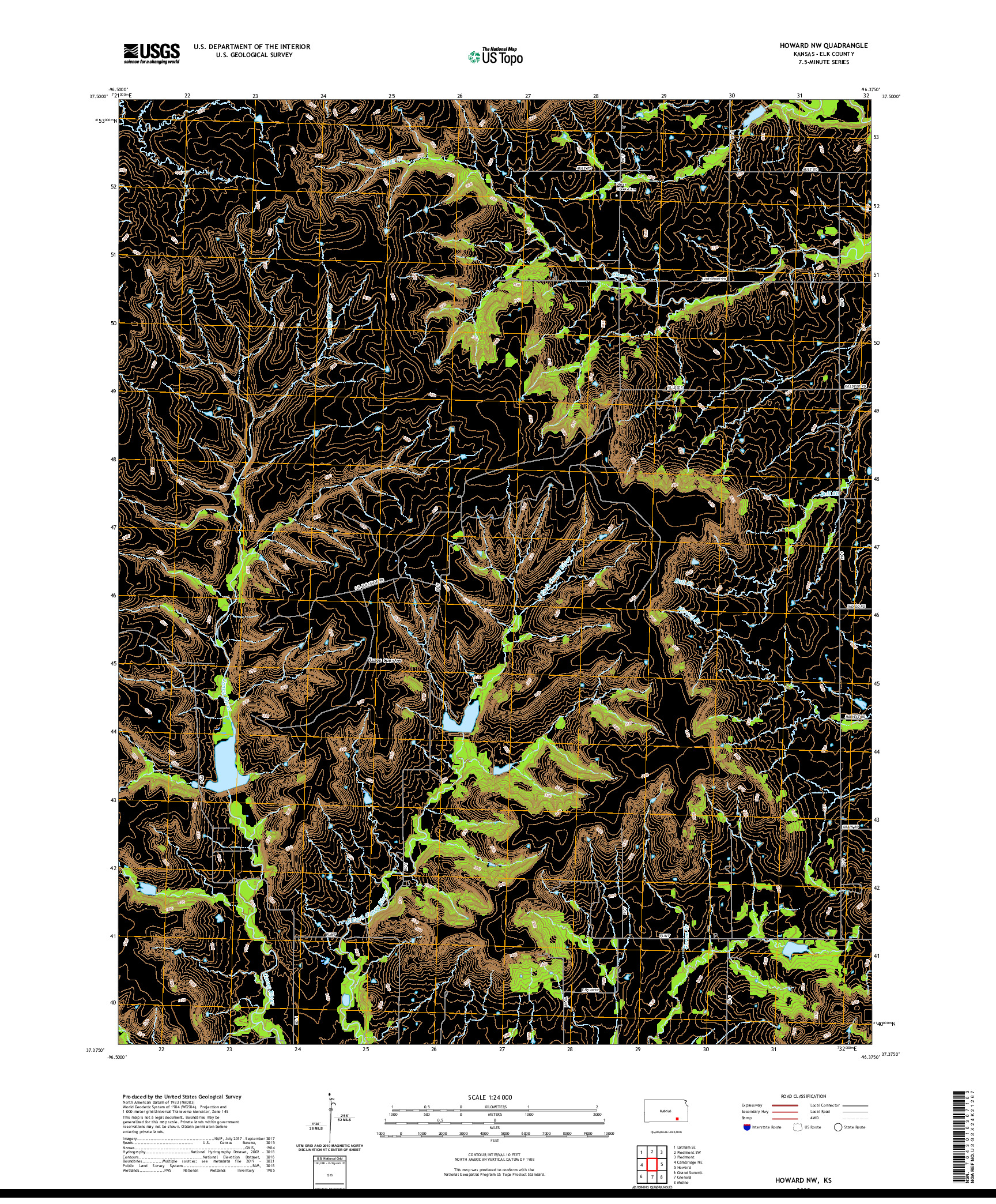 US TOPO 7.5-MINUTE MAP FOR HOWARD NW, KS