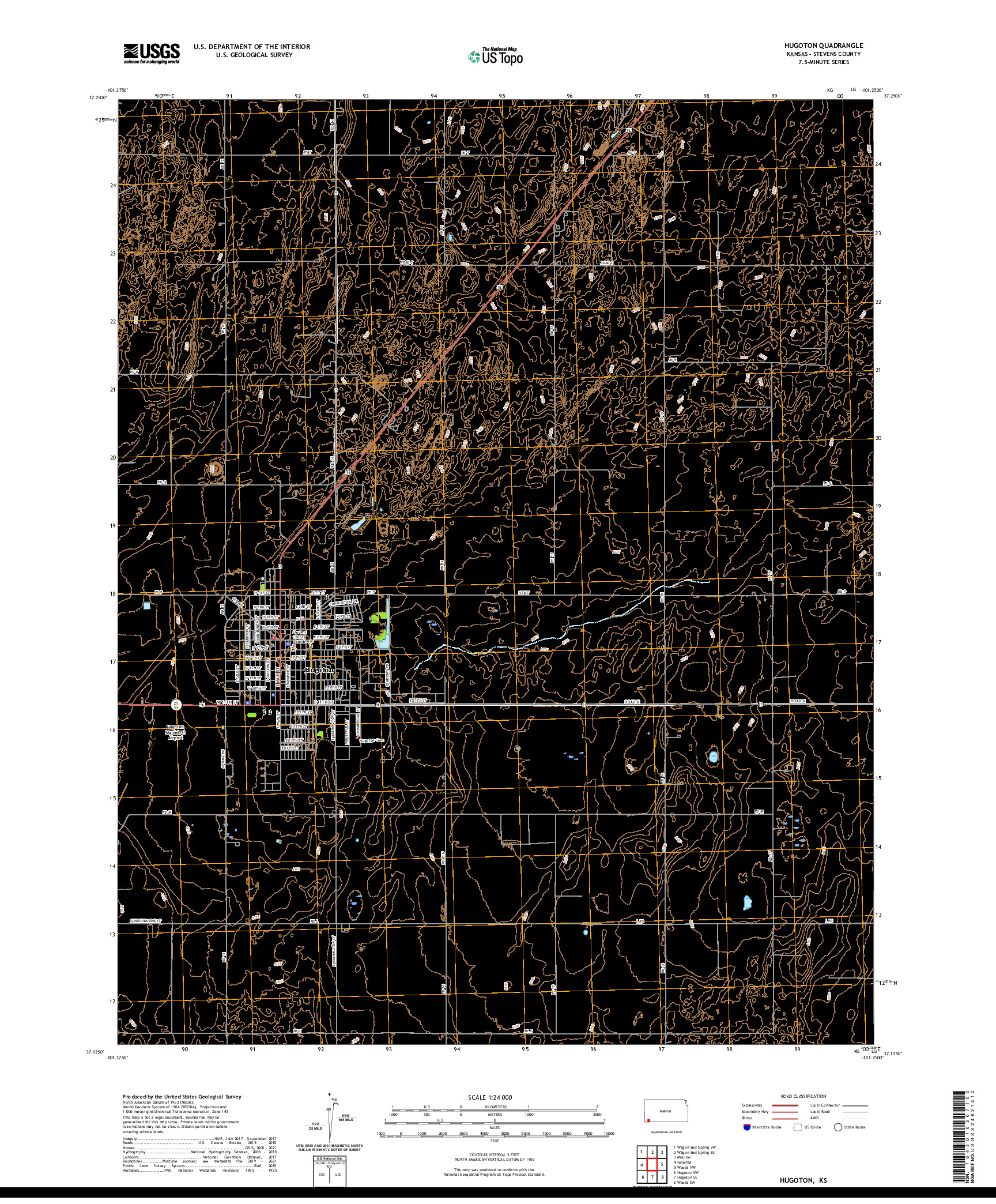 US TOPO 7.5-MINUTE MAP FOR HUGOTON, KS