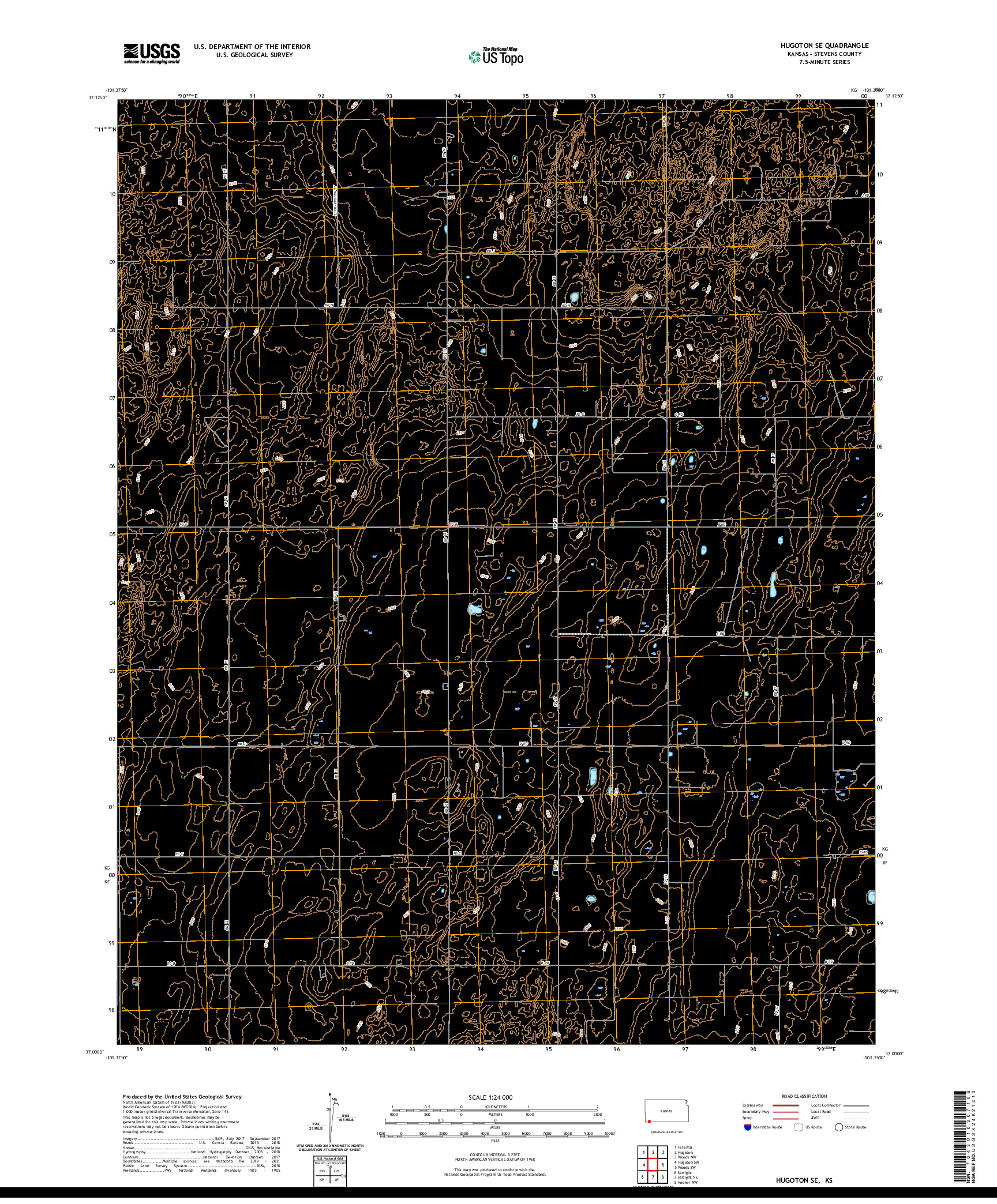 US TOPO 7.5-MINUTE MAP FOR HUGOTON SE, KS