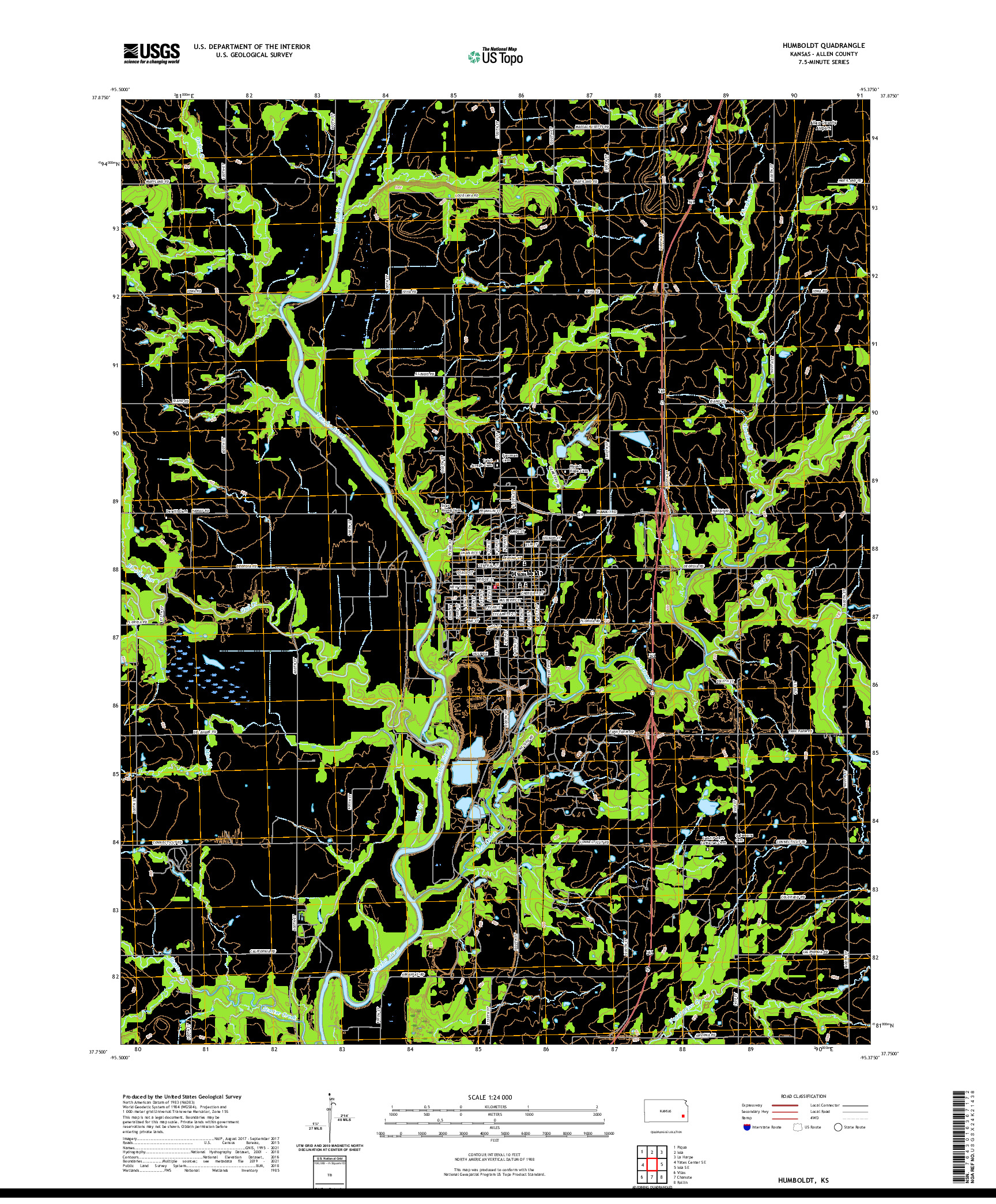 US TOPO 7.5-MINUTE MAP FOR HUMBOLDT, KS