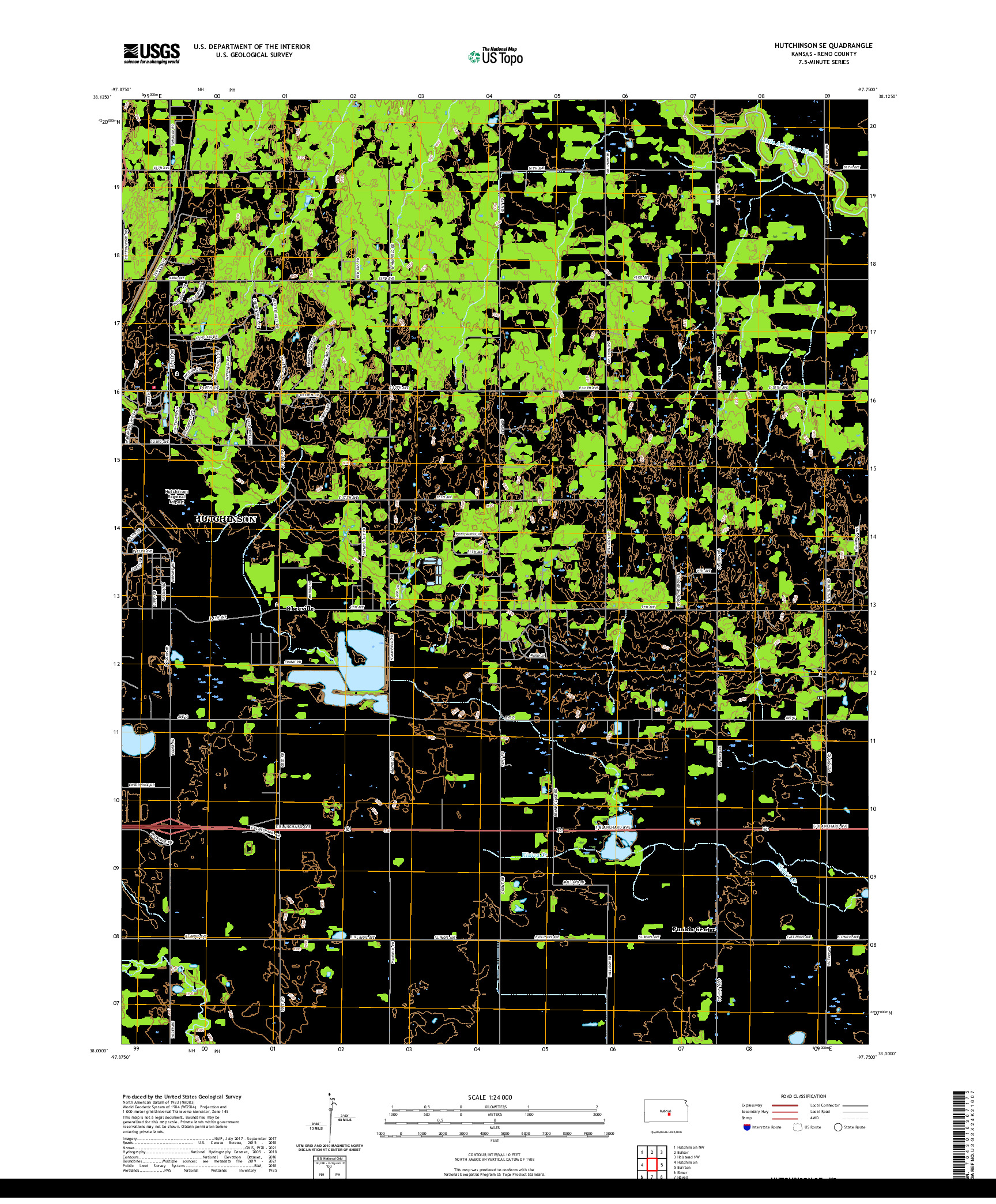 US TOPO 7.5-MINUTE MAP FOR HUTCHINSON SE, KS