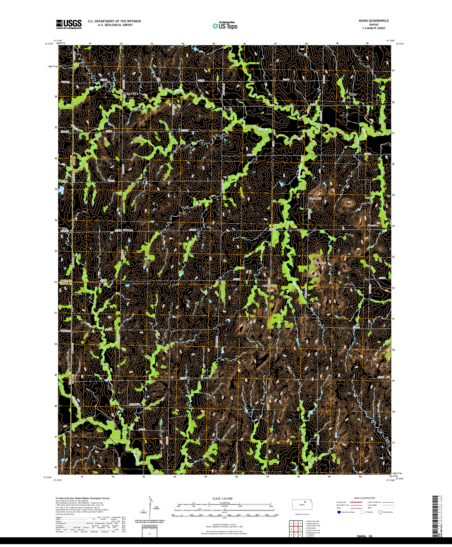 US TOPO 7.5-MINUTE MAP FOR IDANA, KS