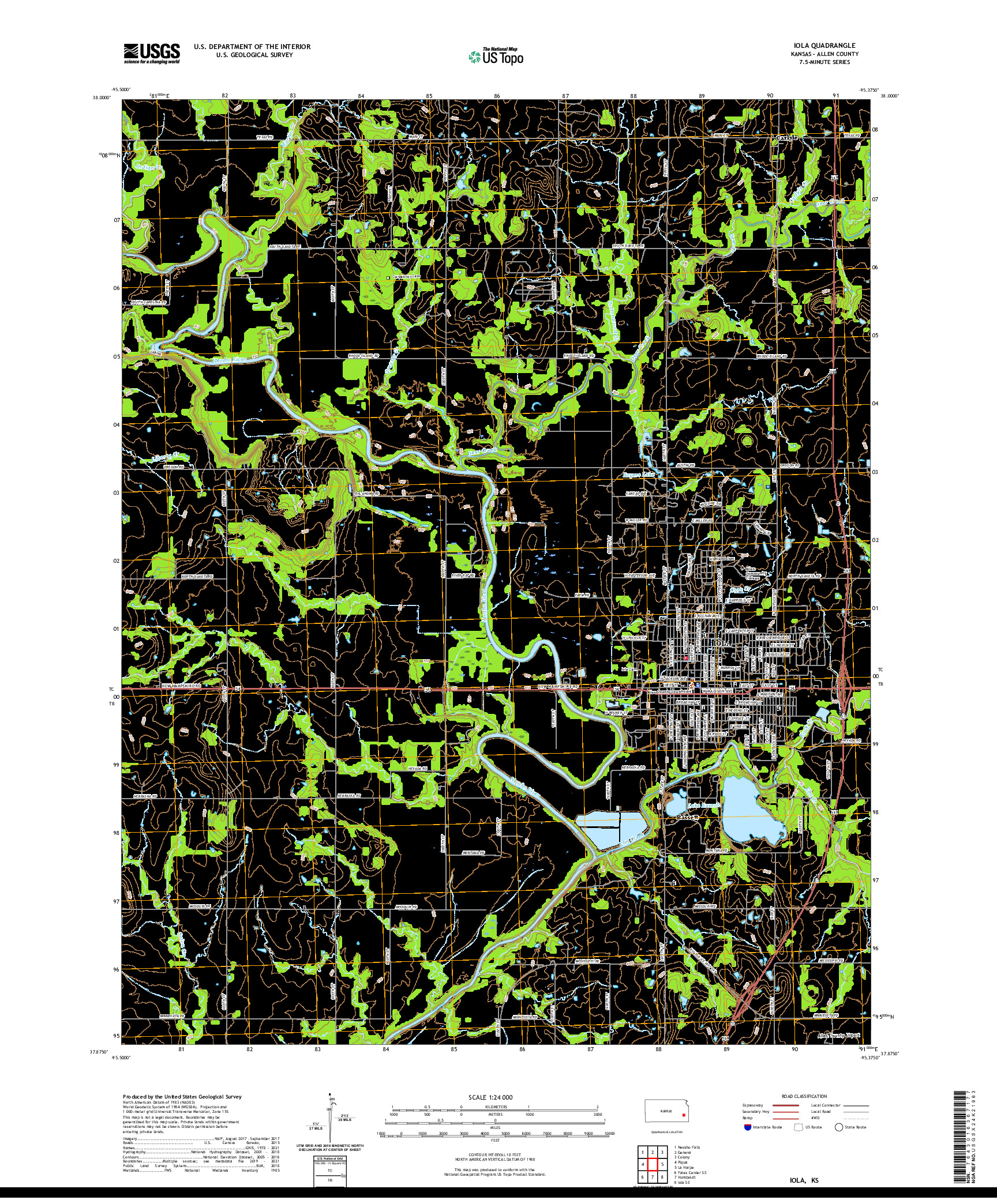 US TOPO 7.5-MINUTE MAP FOR IOLA, KS