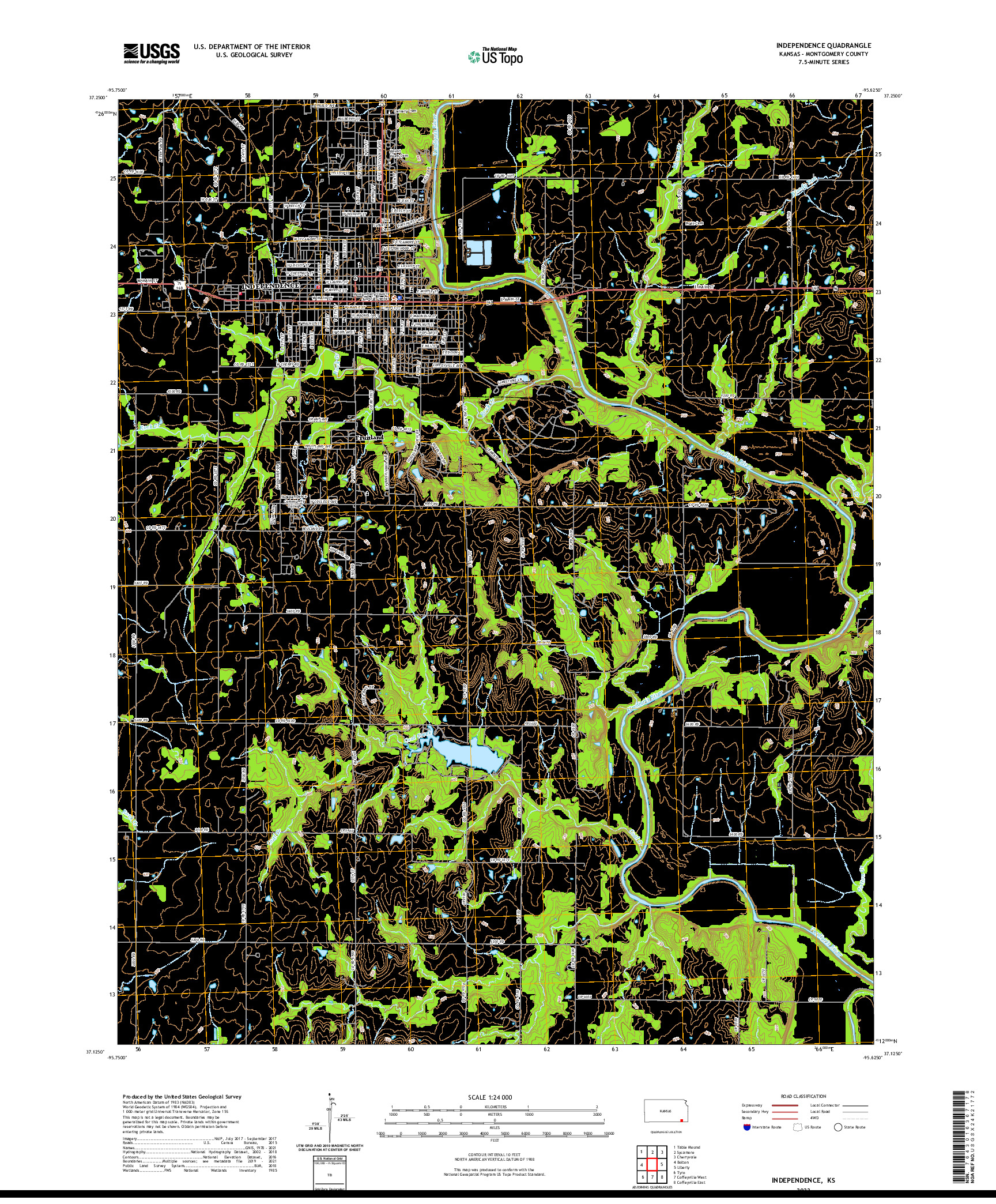 US TOPO 7.5-MINUTE MAP FOR INDEPENDENCE, KS