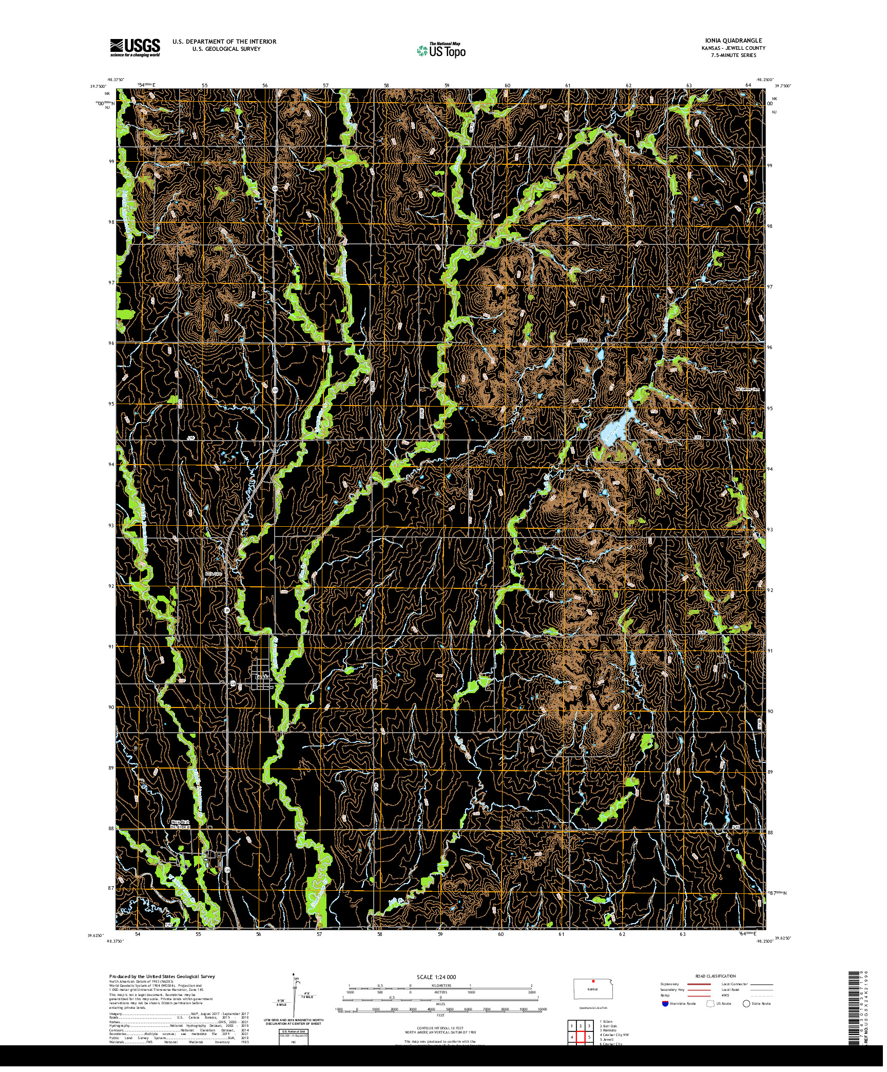 US TOPO 7.5-MINUTE MAP FOR IONIA, KS