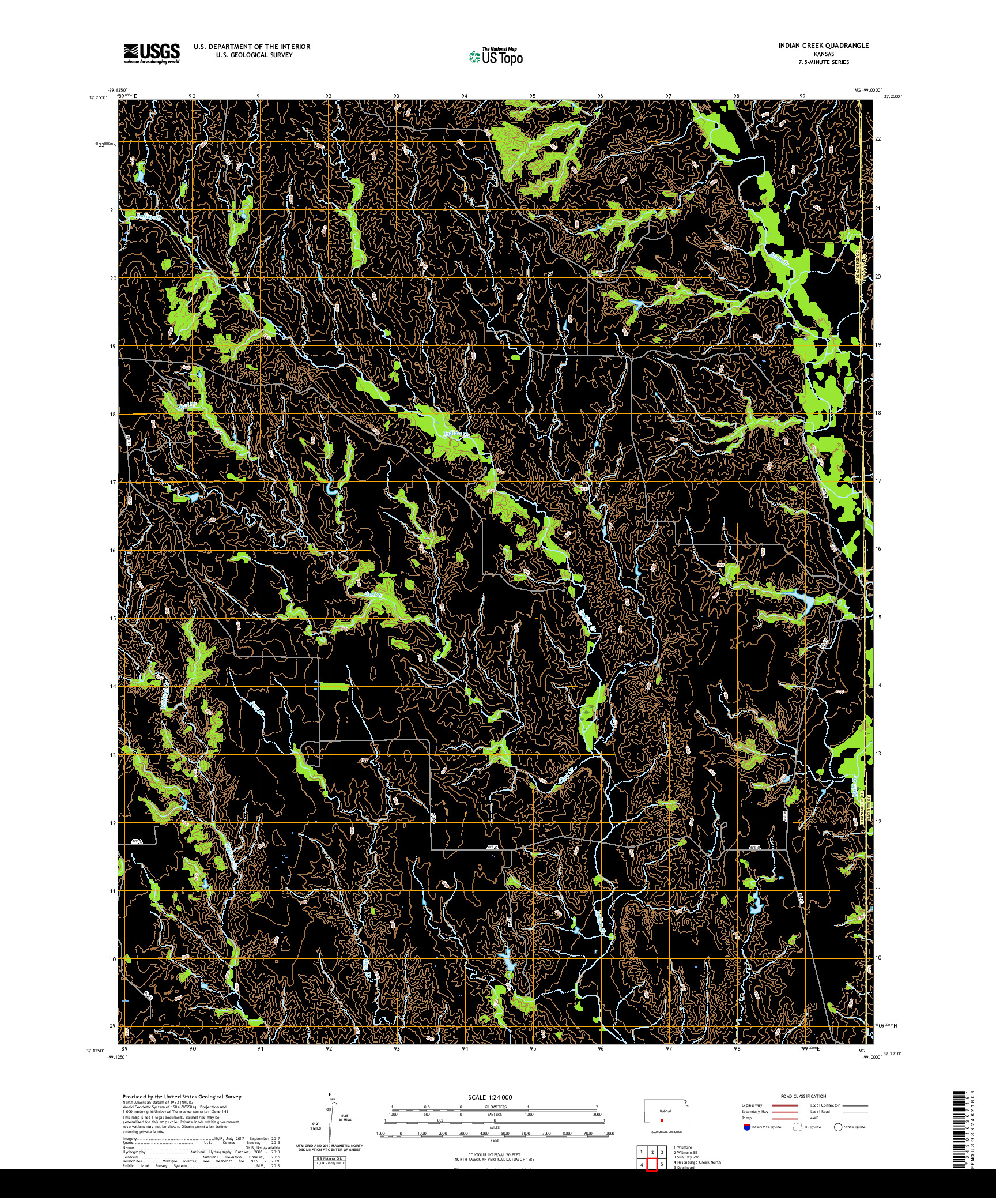 US TOPO 7.5-MINUTE MAP FOR INDIAN CREEK, KS