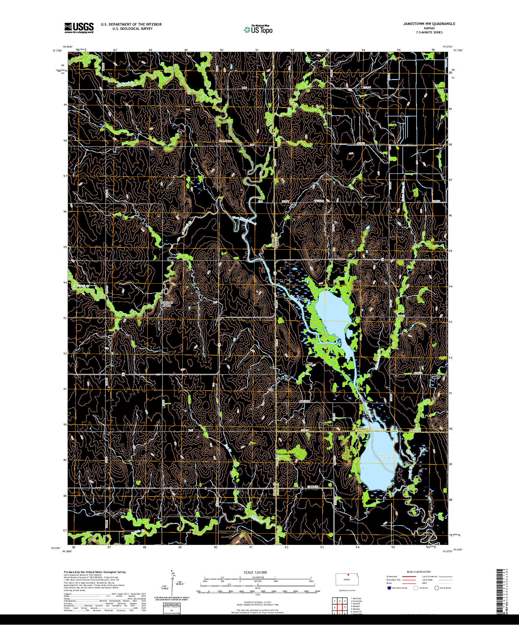 US TOPO 7.5-MINUTE MAP FOR JAMESTOWN NW, KS