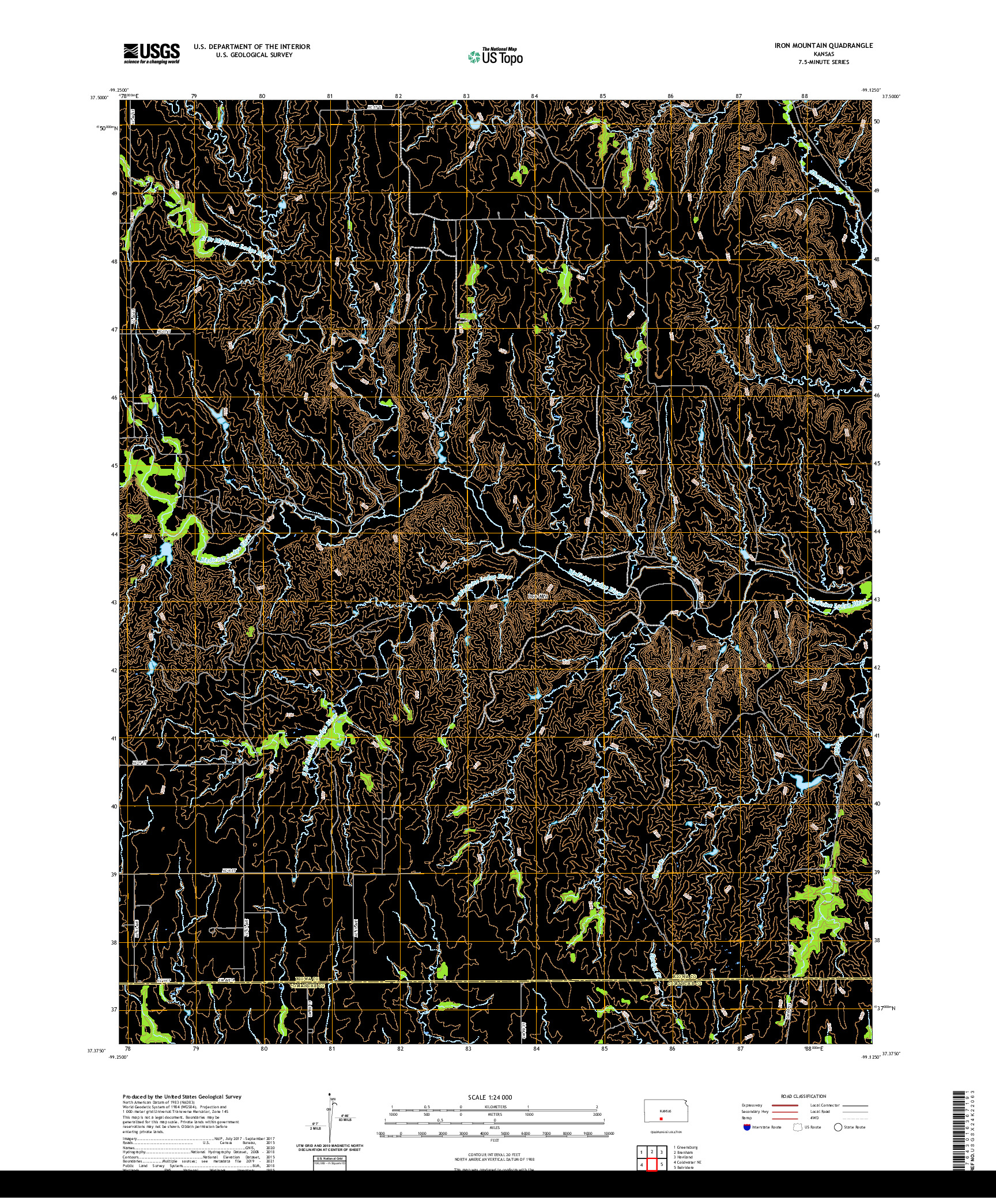 US TOPO 7.5-MINUTE MAP FOR IRON MOUNTAIN, KS