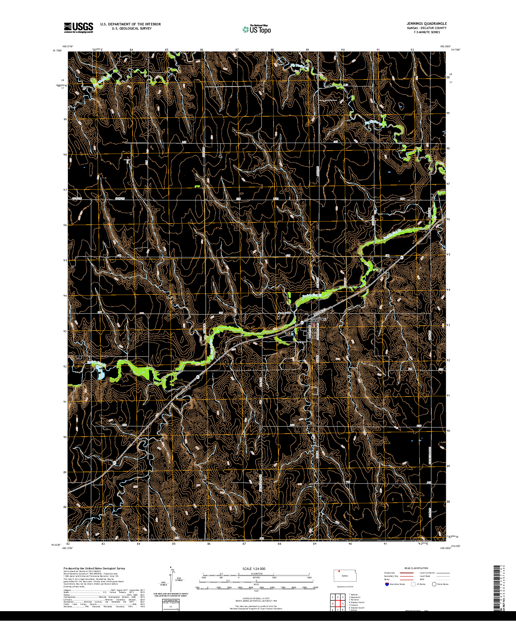 US TOPO 7.5-MINUTE MAP FOR JENNINGS, KS