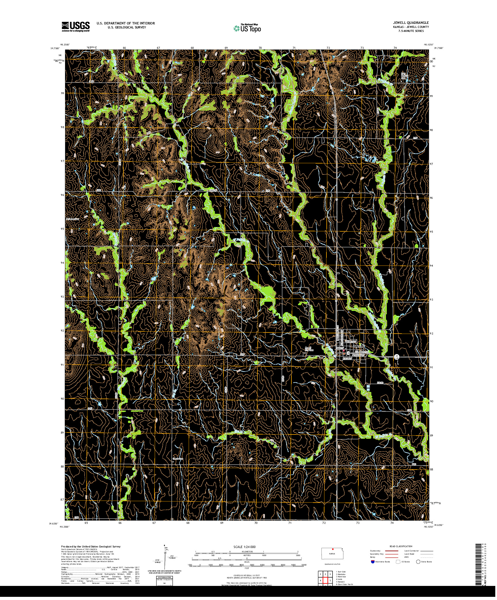 US TOPO 7.5-MINUTE MAP FOR JEWELL, KS