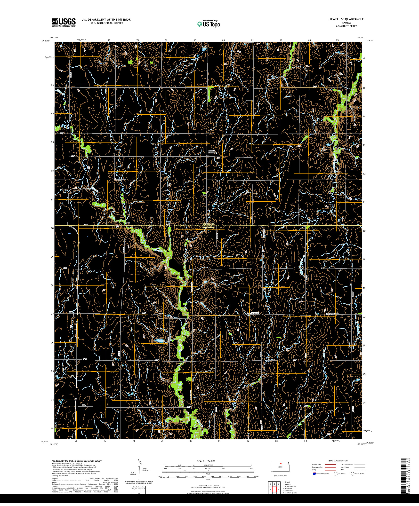 US TOPO 7.5-MINUTE MAP FOR JEWELL SE, KS