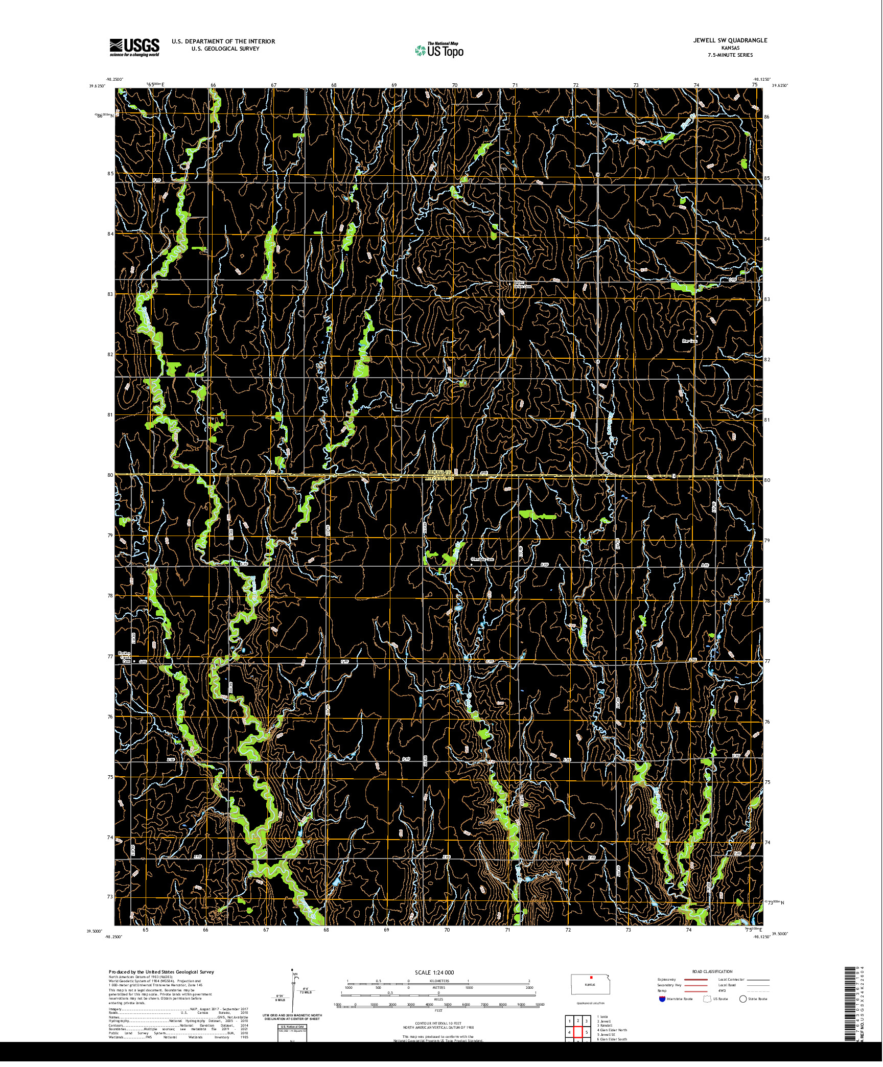 US TOPO 7.5-MINUTE MAP FOR JEWELL SW, KS