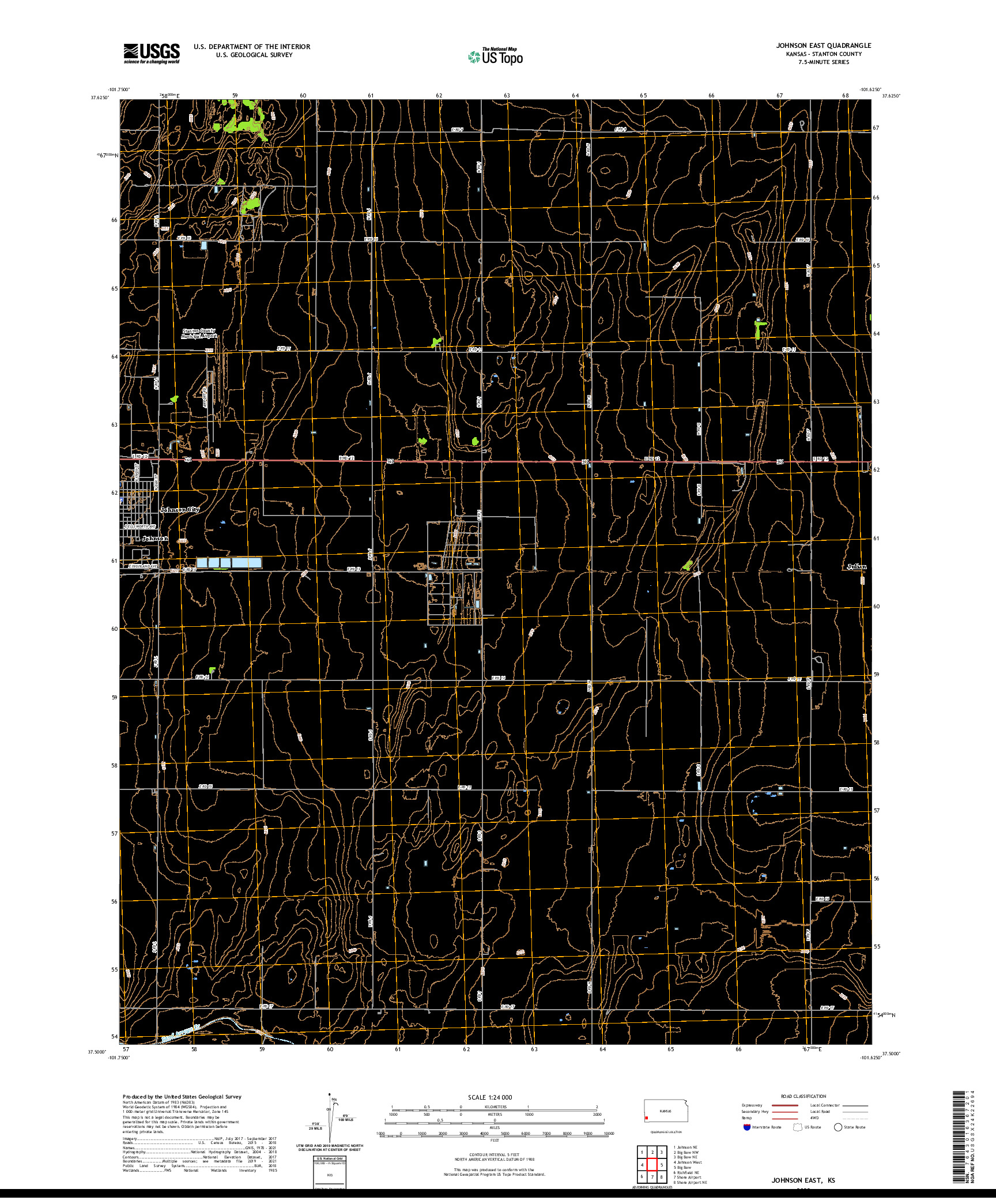 US TOPO 7.5-MINUTE MAP FOR JOHNSON EAST, KS