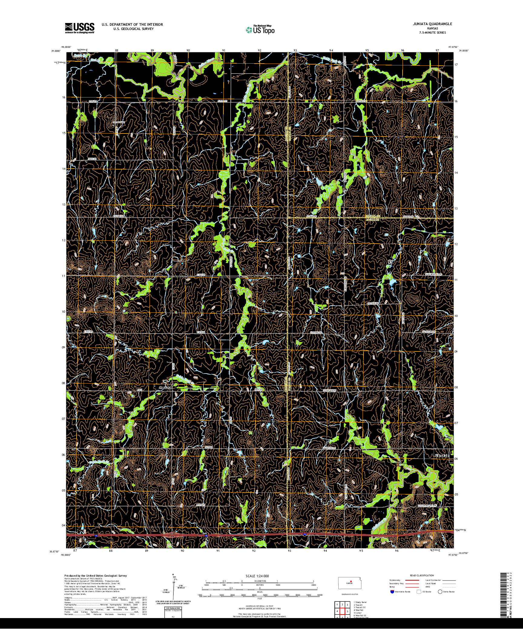 US TOPO 7.5-MINUTE MAP FOR JUNIATA, KS