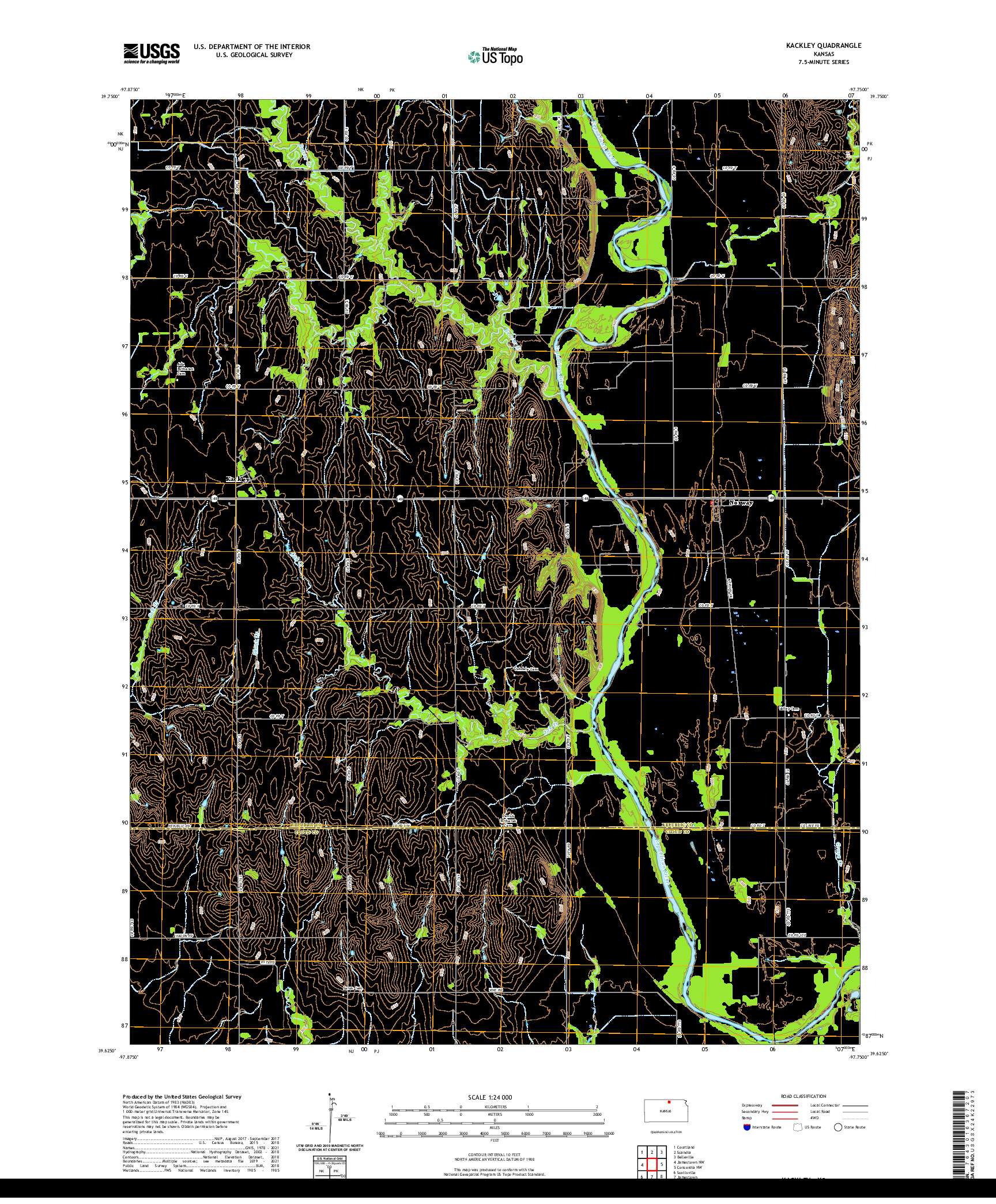 US TOPO 7.5-MINUTE MAP FOR KACKLEY, KS