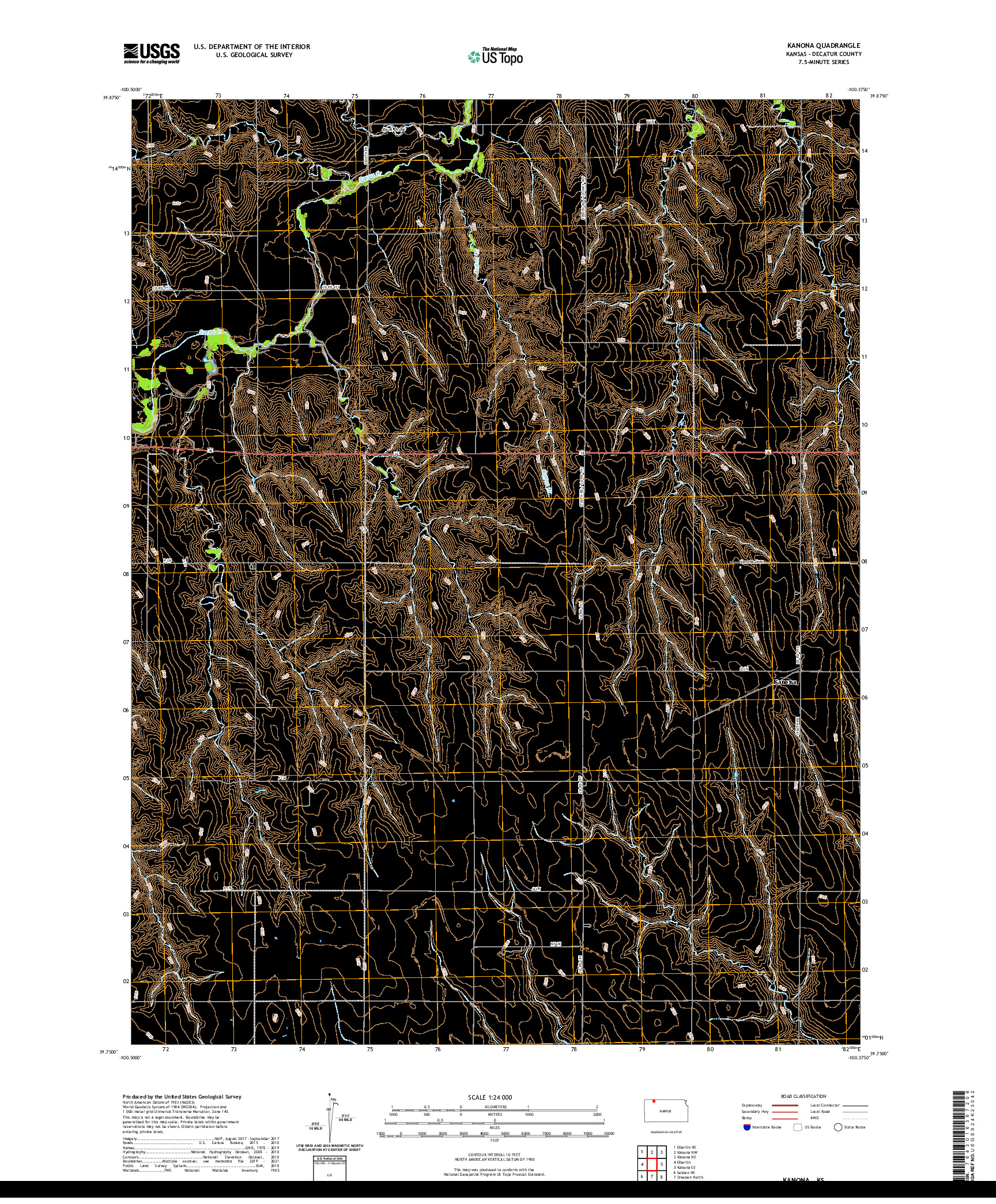 US TOPO 7.5-MINUTE MAP FOR KANONA, KS